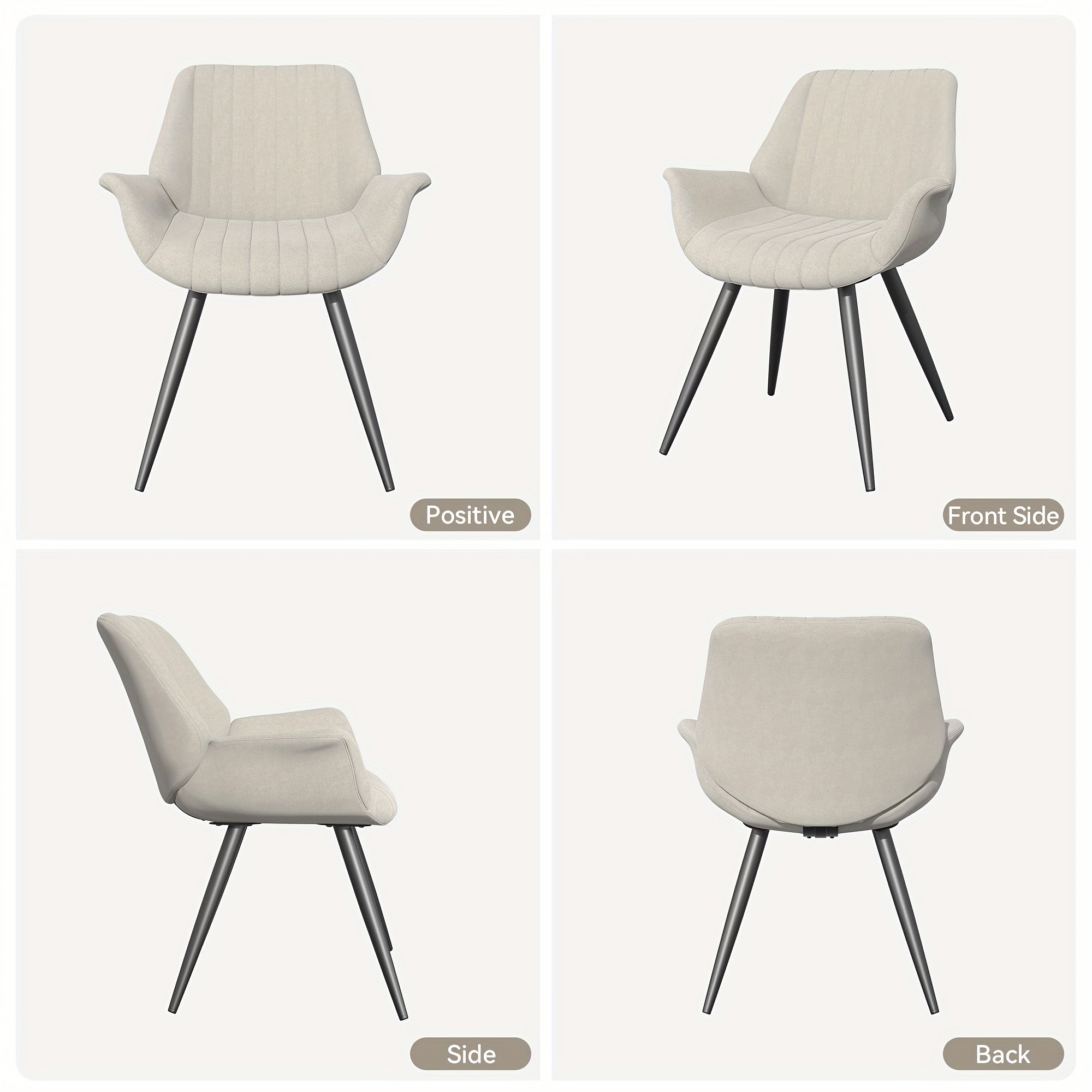 Faux Leather Dining Chairs with Metal Legs - Tear-Resistant, Easy Clean, Solid Back Design for Kitchen & Dining Room