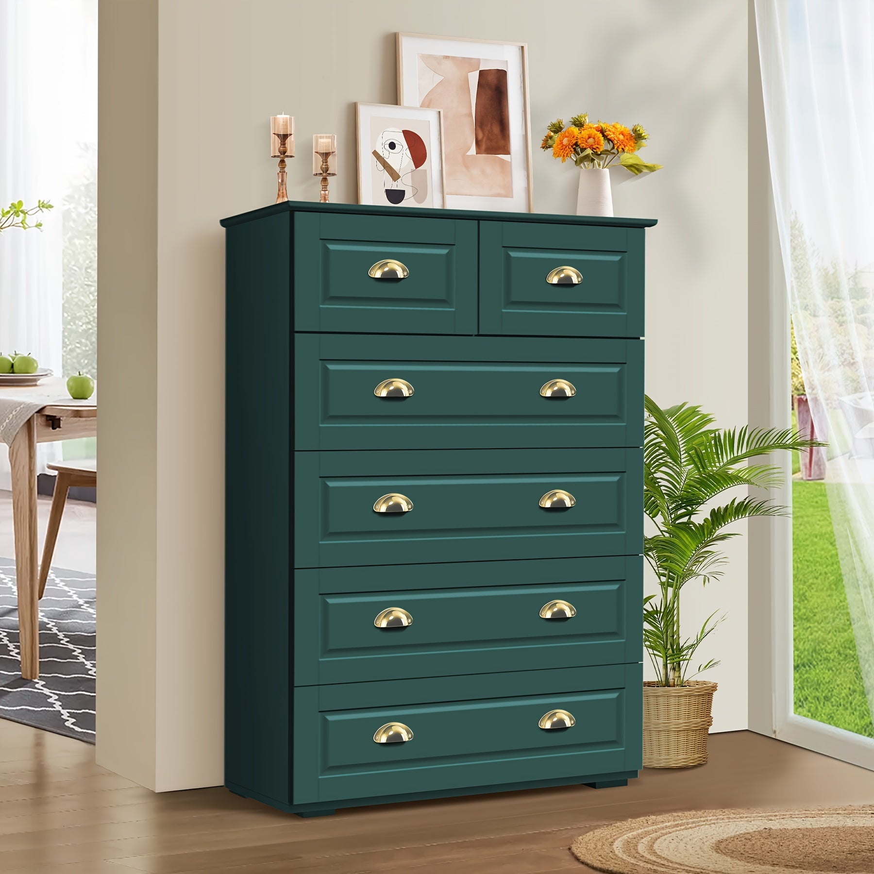 Dresser for Bedroom, 6 Drawer Dresser, Modern Tall dresser for Living Room, Hallway, Entryway