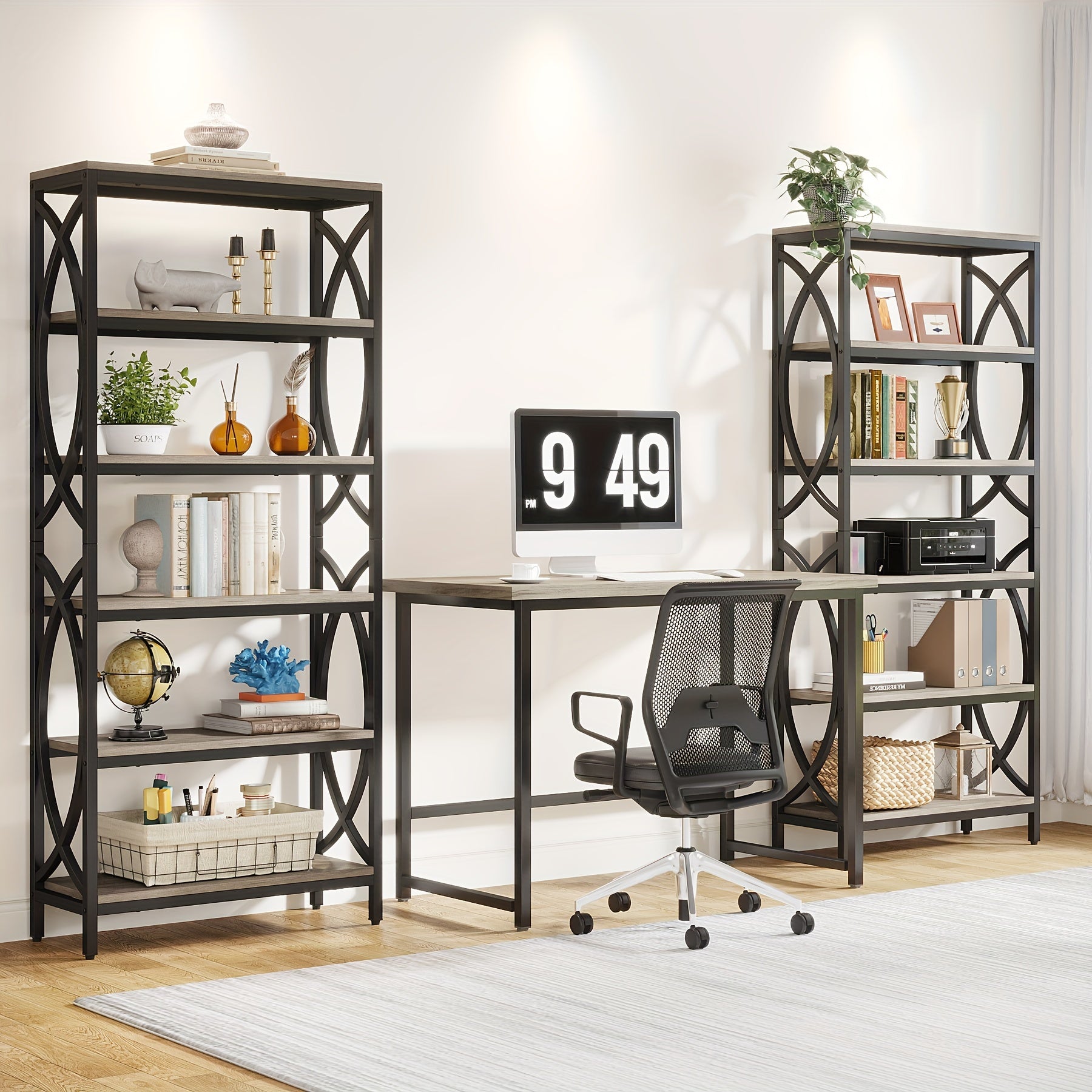 Introducing The 6-Tier Bookshelf 175cm Tall Bookcase Combining Modern Wooden Design With Durable Metal Frame.