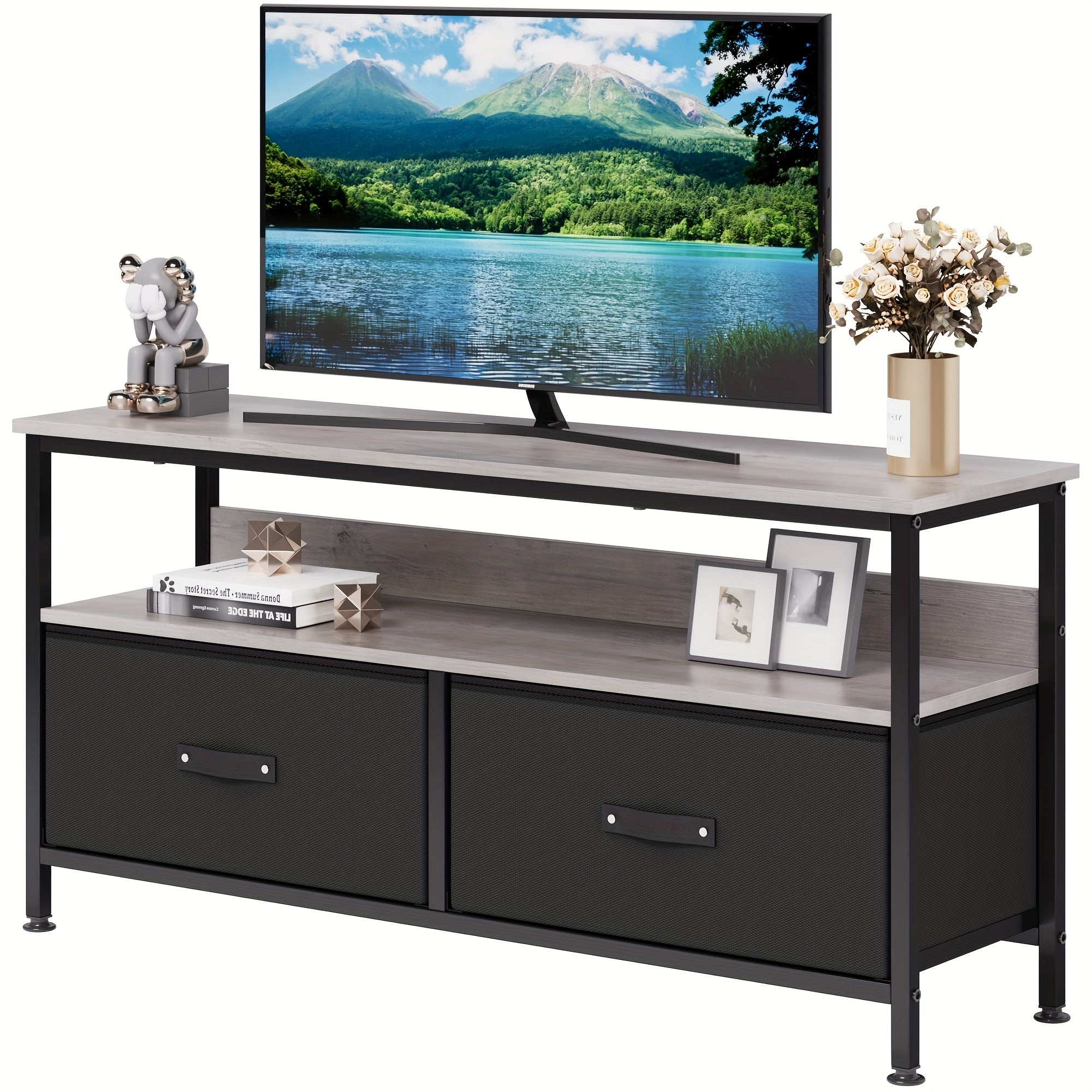 Dresser TV Stand, Entertainment Center With Storage, 50 Inch TV Stand For Bedroom Small TV Stand Dresser With Drawers And Shelves, TV & Media Console Table Furniture For Living Room, Black