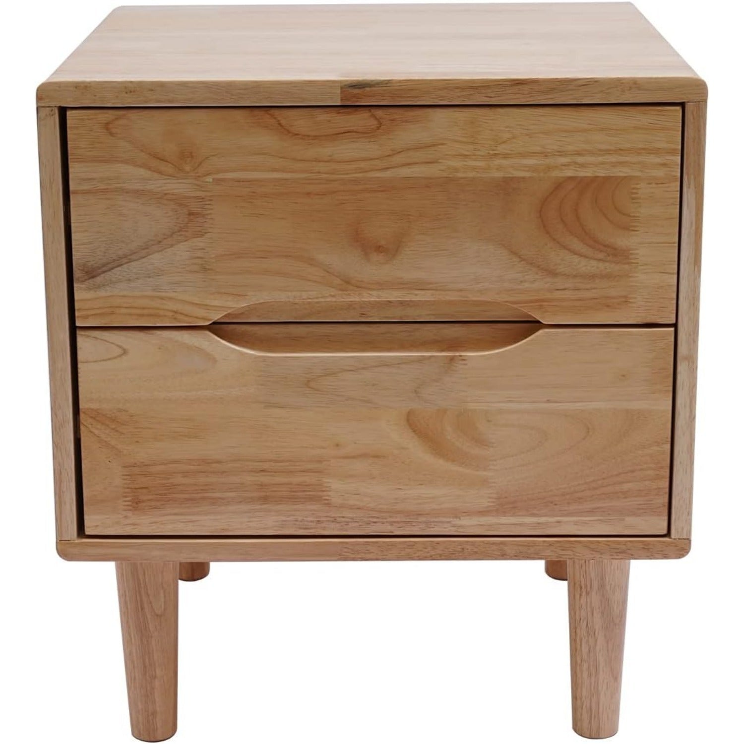 Chic Mid-Century Modern Wooden Nightstand with 2 Drawers - Versatile Bedside Table for Storage & Decor, Easy Assembly