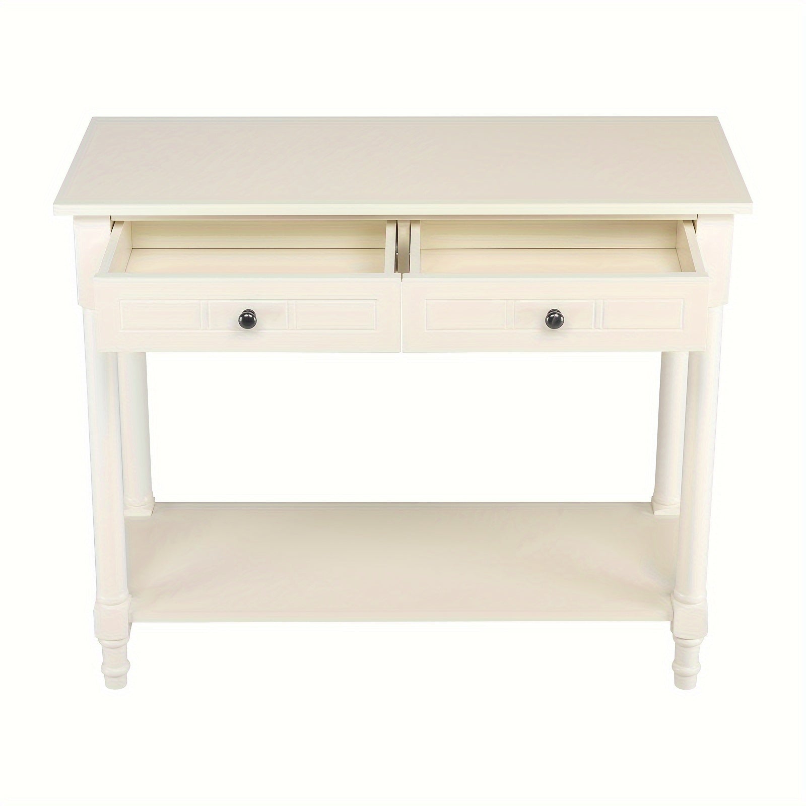 2-Tier Console Table with 2 Drawers, Console Tables for Entryway, Sofa Table with Storage Shelves, Entryway Table Behind Sofa Couch, for Living Room, Kitchen, Cream White