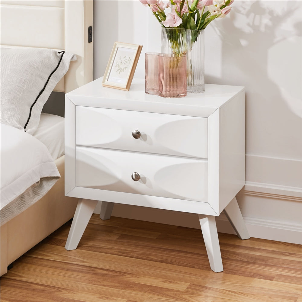 23.5''H Vintage Nightstand with 2 Drawers End Table with Solid Wood Legs and Storage for Living Room/ Bedroom