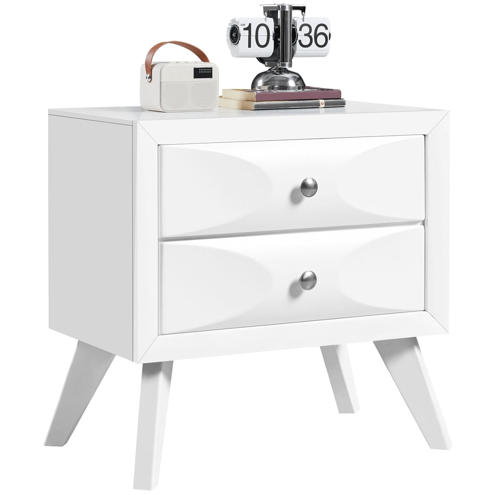 23.5''H Vintage Nightstand with 2 Drawers End Table with Solid Wood Legs and Storage for Living Room/ Bedroom