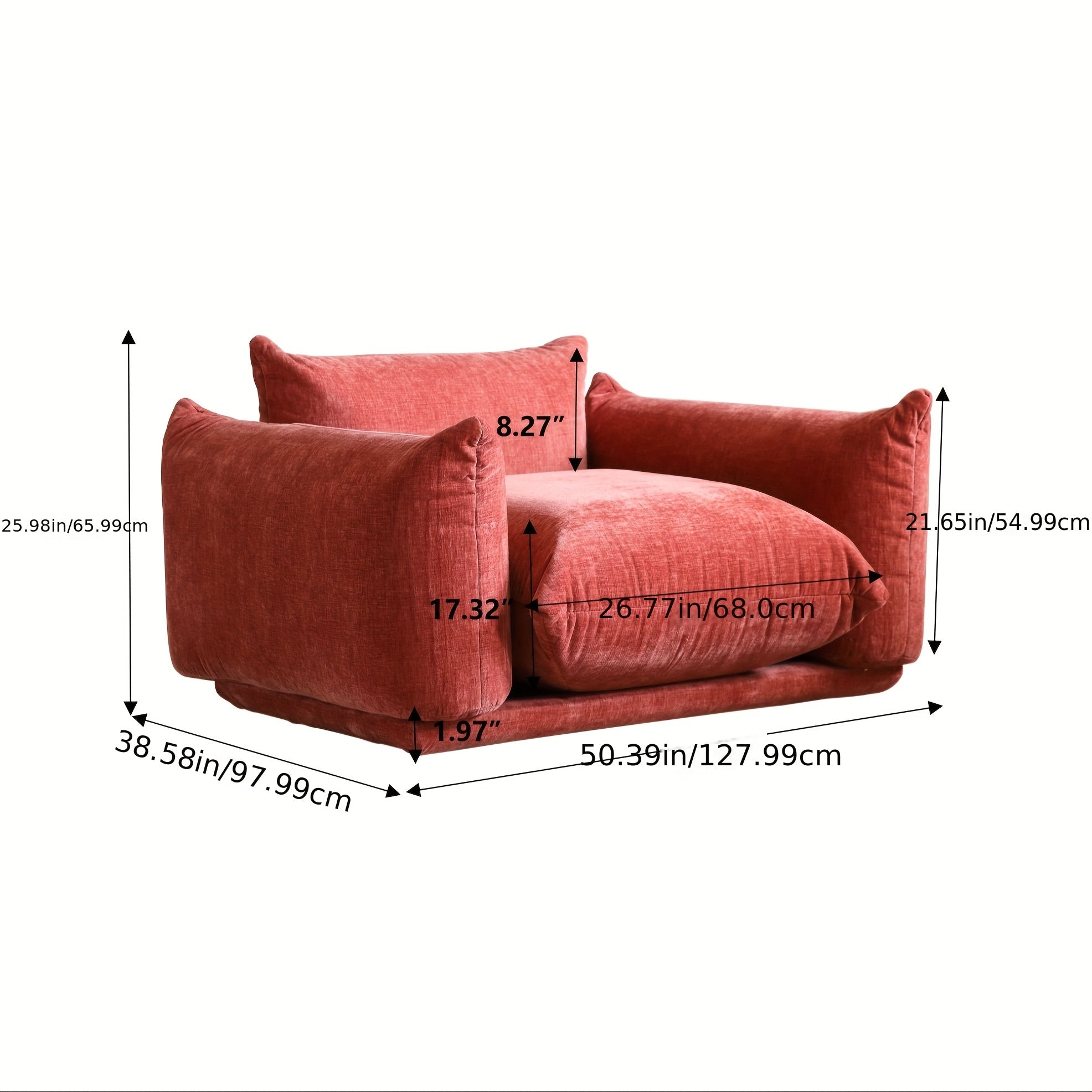 50" Accent Chair, Chenille Sofa Couch, Single Sofa Chair, Modern Deep Seat Couches for Small Spaces Living Room Apartment Office