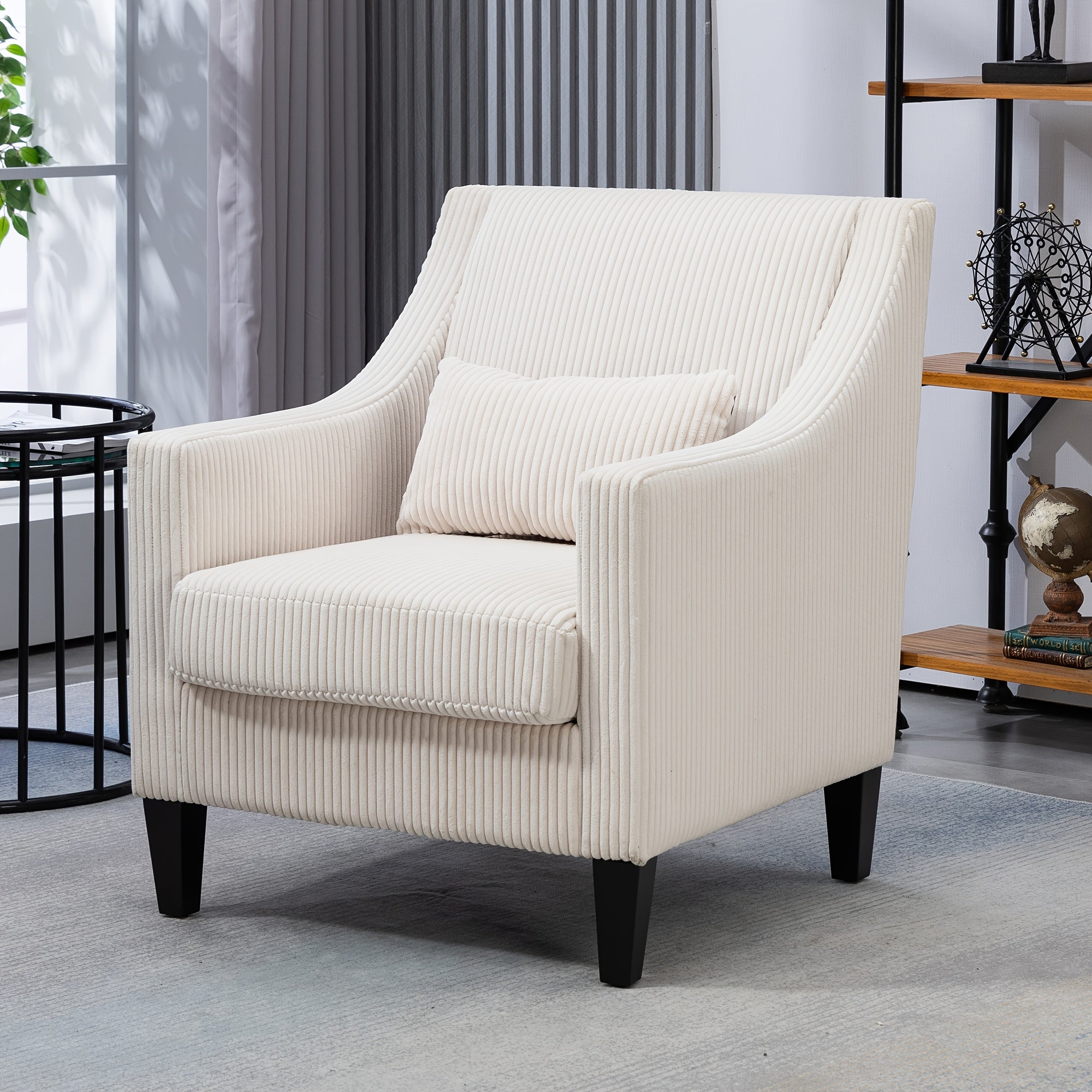 Modern Accent Chair, Upholstered Armchair with Scooped Arms for Bedroom, Apartment, Studio, Office, Waiting Room