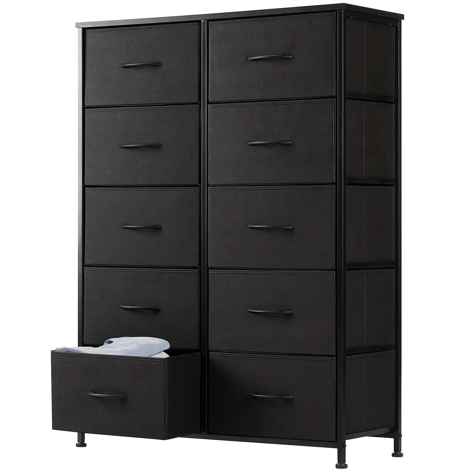 Dresser For Bedroom 10 Drawers Storage Chest Of Drawers With Fabric Bins Tall Dresser With Sturdy Steel Frame Clothes