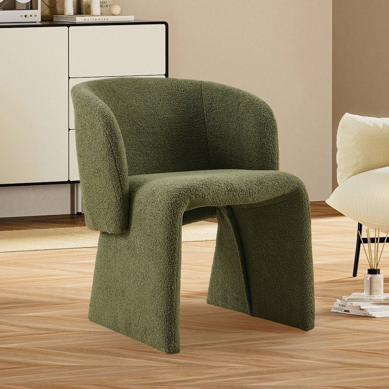 Cozy Brown Teddy Accent Chair - Modern Single Sofa Side Chair for Dining, Bedroom, Living Room | Easy-Care Upholstery