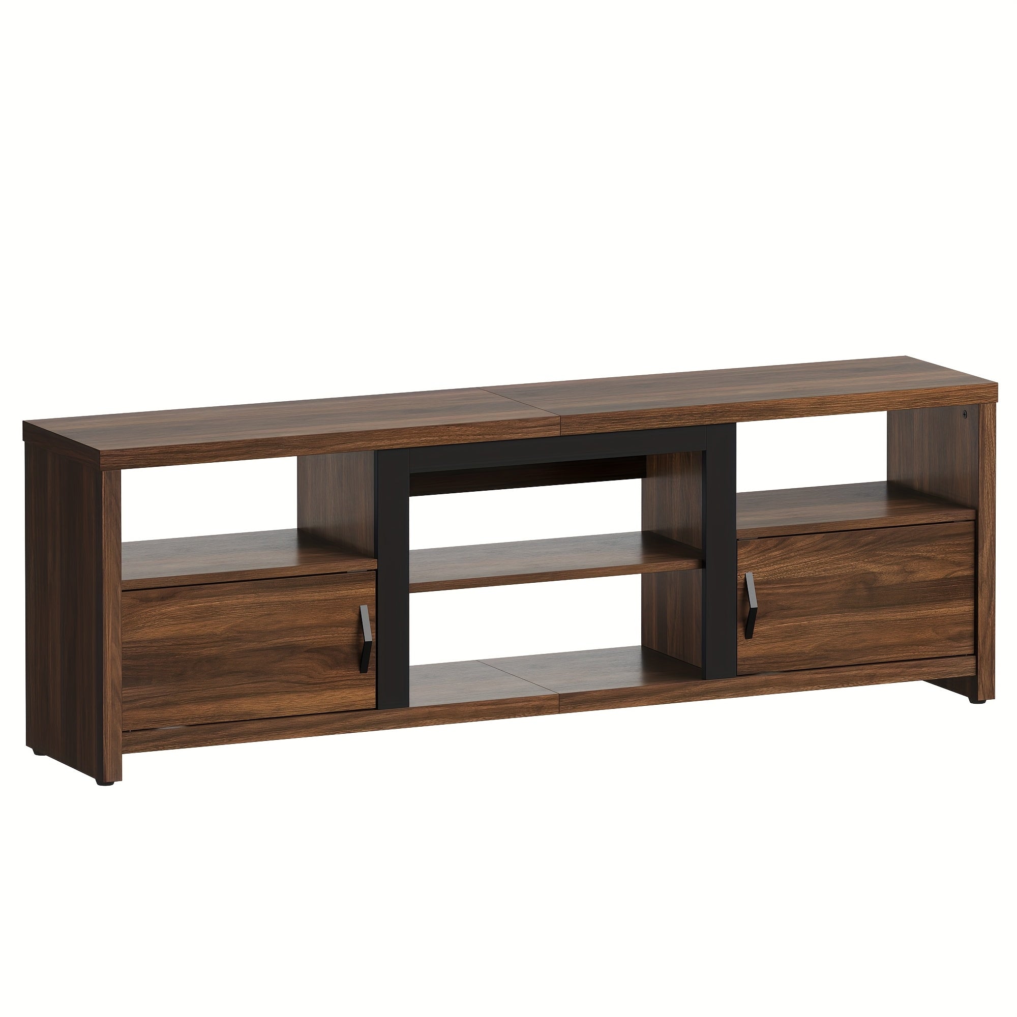 Modern 178cm Walnut TV Stand with LED Lights - Spacious Entertainment Center for Living Room & Bedroom Fits Up to 80’’