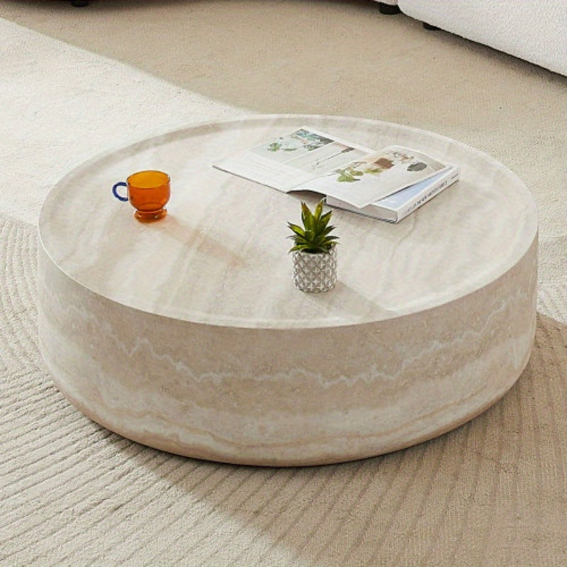 Round Faux MARS Pattern Coffee Table - No Assembly Required - Ideal for Living Room & Tea Time - Stylish & Durable