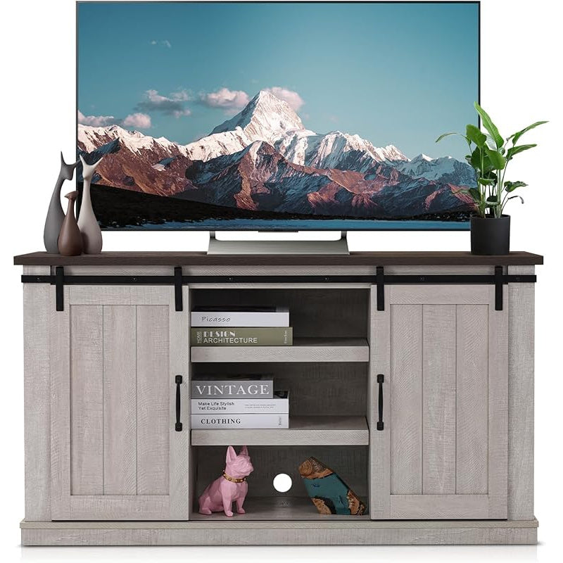 Rustic Farmhouse 65" TV Stand with Storage - Entertainment Center Console with Barn Doors for Living Room