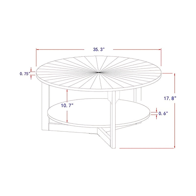 Rustic 2-Tier Round Wooden Coffee Table with Storage - Easy Assembly, Perfect for Living Room & Apartment Decor