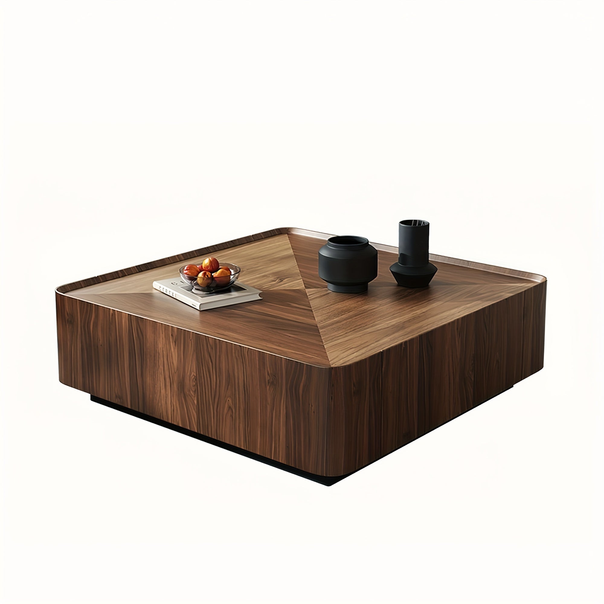 Coffee Table, 1 Piece,, Multi-layer Solid Wood,  Unique Furniture, Simple And Light Luxury, Square, With Storage Cabinet, Suitable For: Living Room, Dining Room, Bedroom, Patio, No Installation Required, Ma