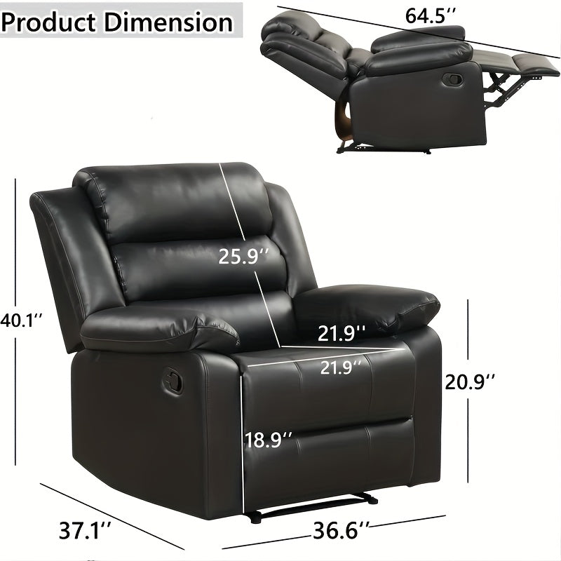 Modern Classic Adult Recliner, Large Manual Upholstered Rocking Chair, Living Room, Bedroom, Reading Room Lounge Comfort Recliner