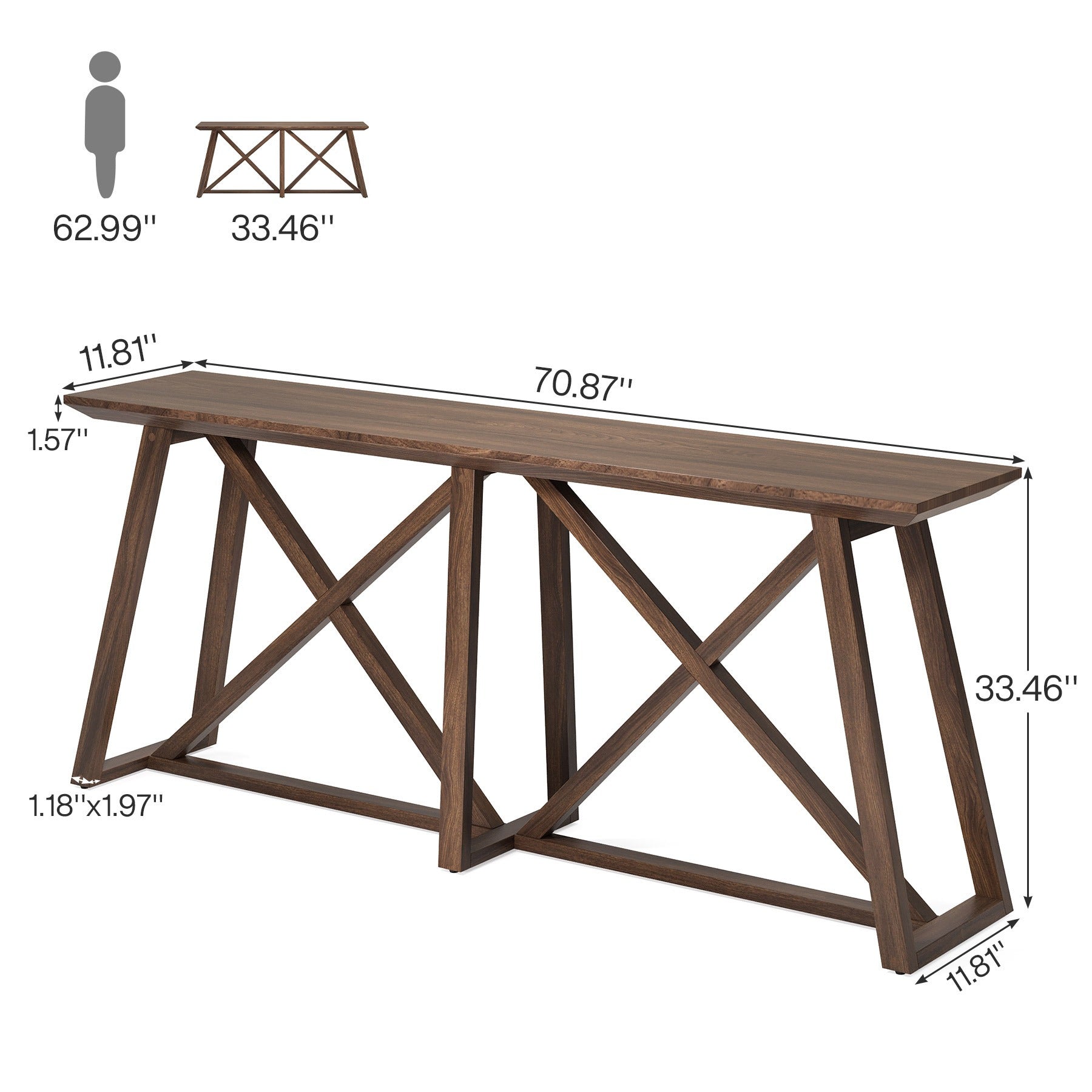 Farmhouse Console Table for Entryway: 70.9-Inch Extra Long Entryway Entry Table, Narrow Wooden Sofa Table Behind Couch for Hallway, Entrance, Foyer, Living Room, Rustic Brown, Halloween Decor, Spider Web Decor