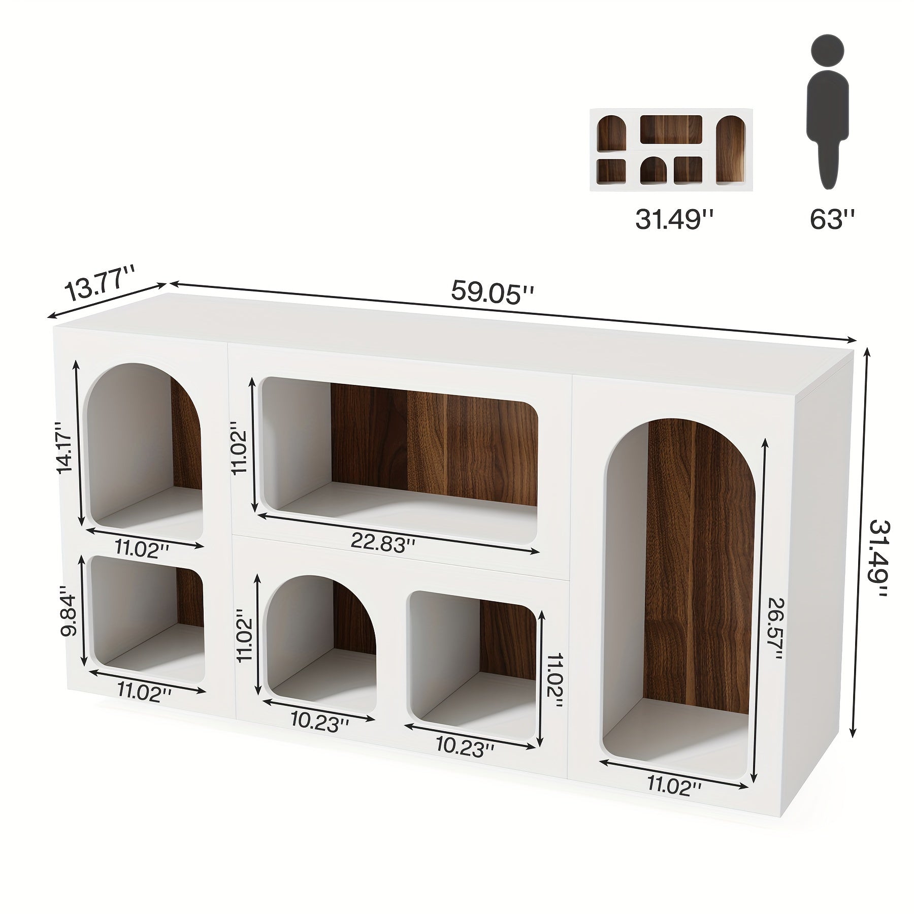 59" White Console Table, Long Sofa Table, Wooden Storage Organizer Entrance Table, Modern Entryway Table With 6 Compartments, Behind Couch Table With Storage For Living Room, Foyer, Hallway