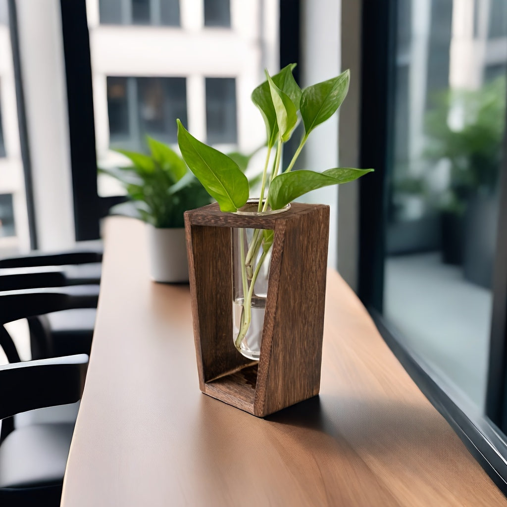 Large Wooden Plant Stand with Vase - Self-Cleaning, Versatile for Indoor/Outdoor Use - Perfect for Home & Office Decor, Includes Multiple Components