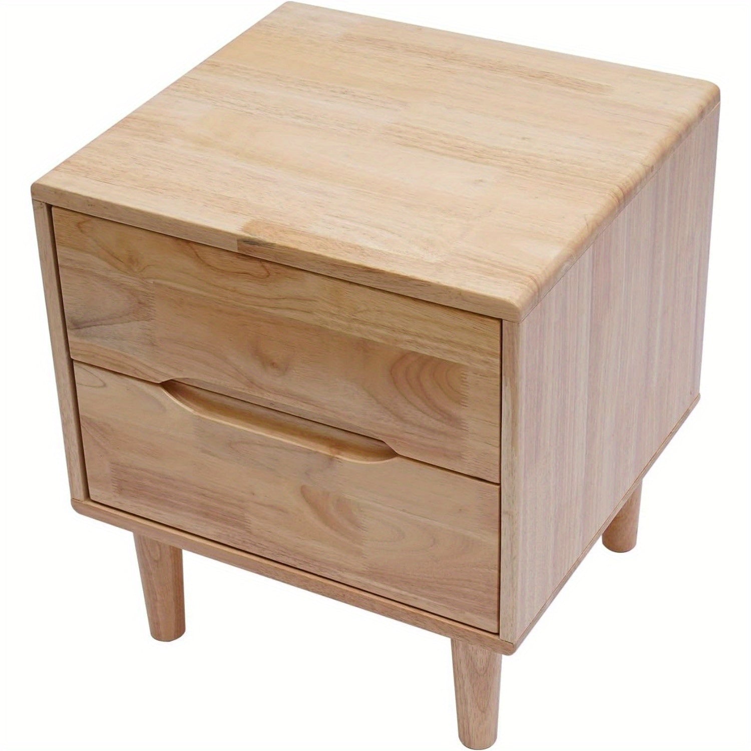 Chic Mid-Century Modern Wooden Nightstand with 2 Drawers - Versatile Bedside Table for Storage & Decor, Easy Assembly