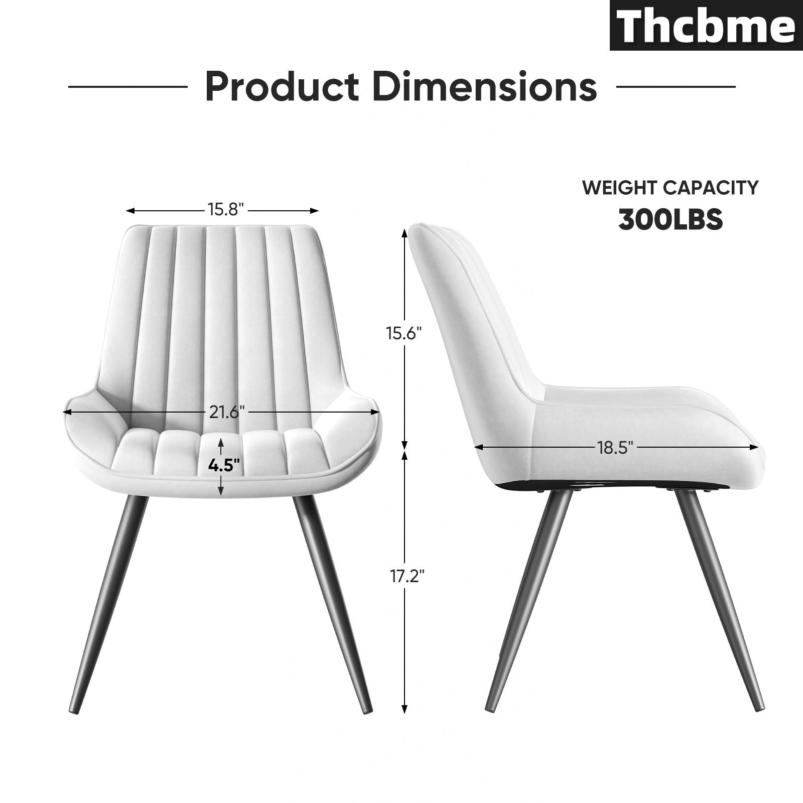 Set of 4 Chairs, Modern Dining Chairs Set, Comfy Dining Room Chairs with Thick Cushions, Upholstered Fabric Kitchen Side Chairs with Metal Legs, White