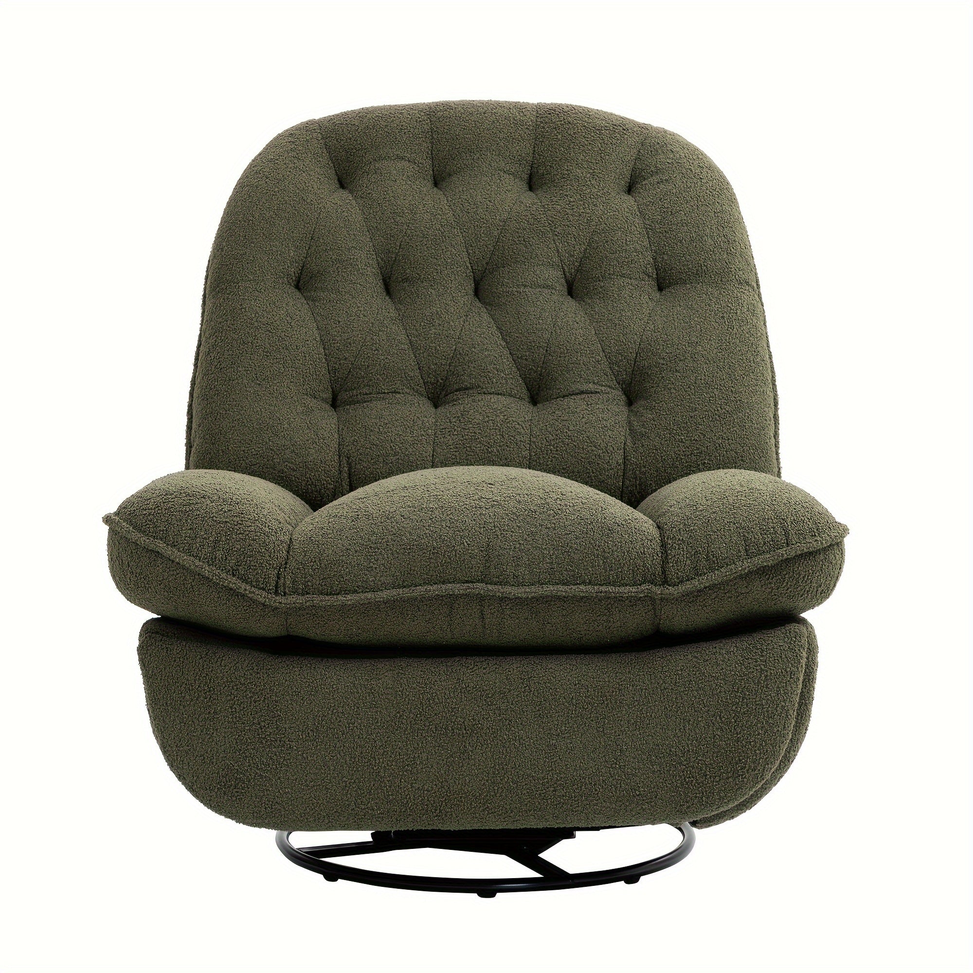 Chenille Glider Swivel Reclining Sofa Chair Swivel Rocker Recliner Chair, Manual Fabric Glider Nursery Recliner Chair, Single Rocking Modern Sofa Home Theater Seating For Living Room, Bedroom, Nursery - Green