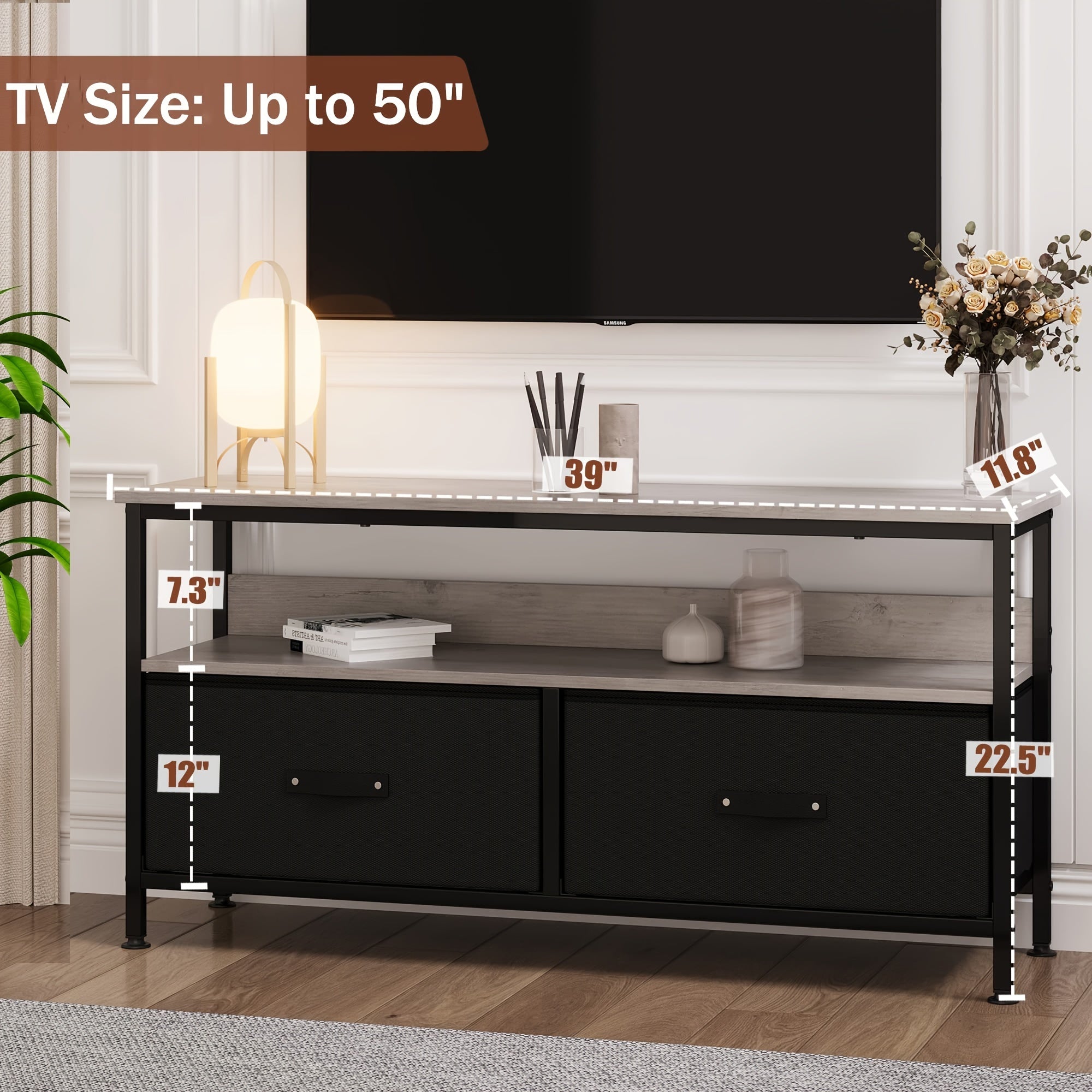 Dresser TV Stand, Entertainment Center With Storage, 50 Inch TV Stand For Bedroom Small TV Stand Dresser With Drawers And Shelves, TV & Media Console Table Furniture For Living Room, Black