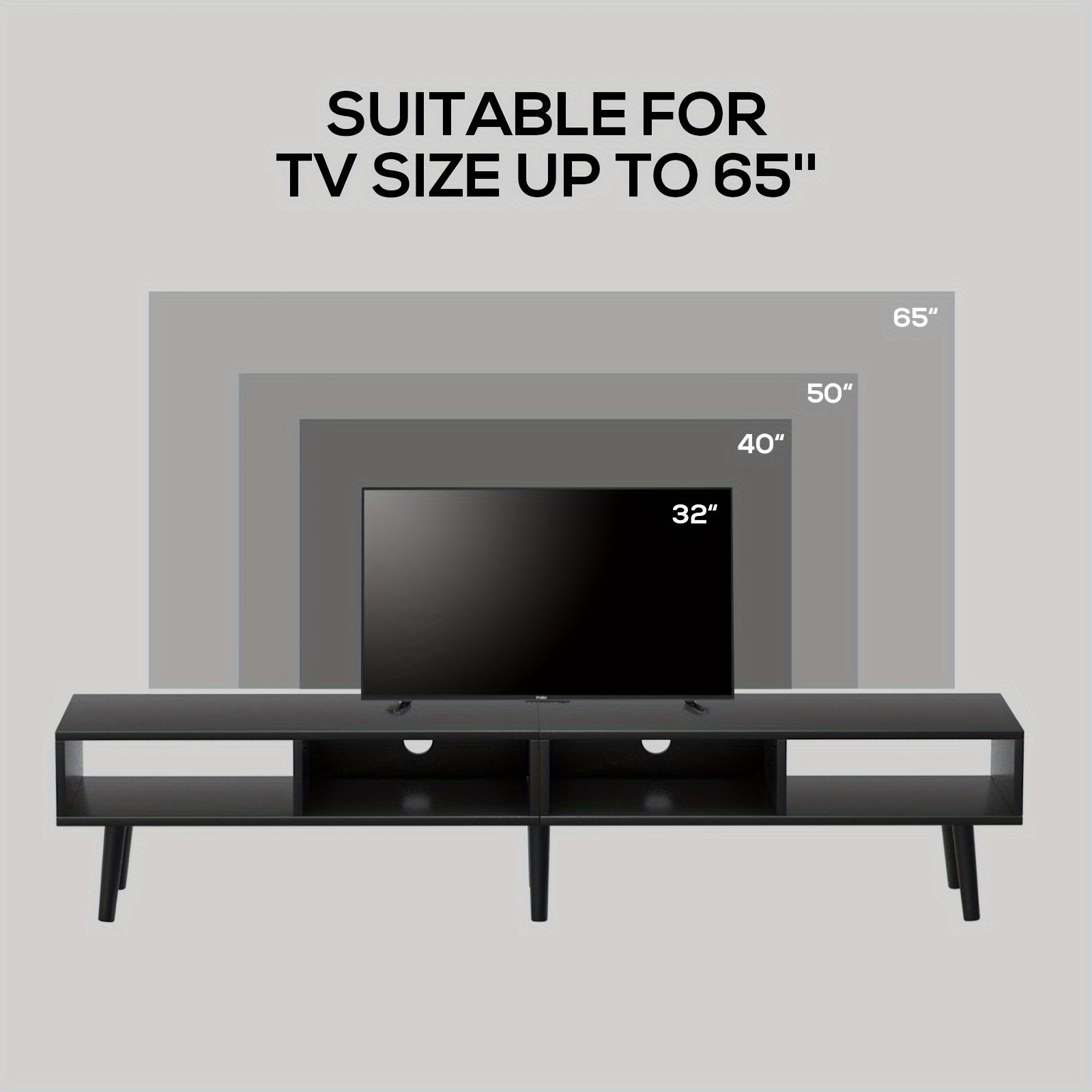 59" TV Stand For 30"-65" TV With Open Shelf