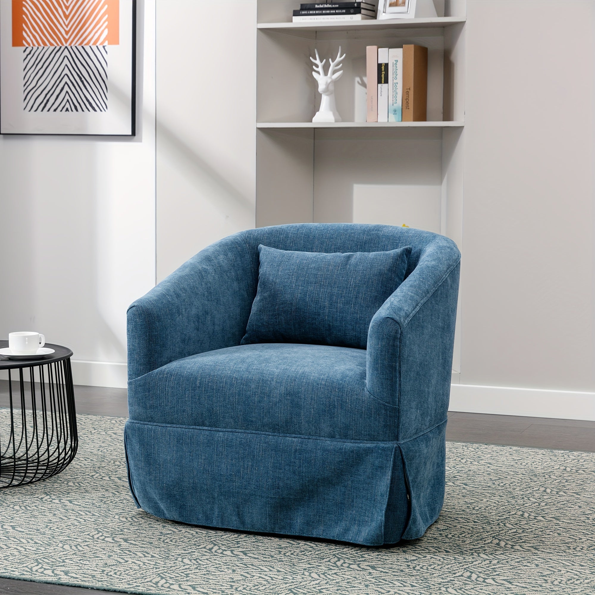 360-degree Swivel Accent Armchair Linen Blend FRUIT GREEN