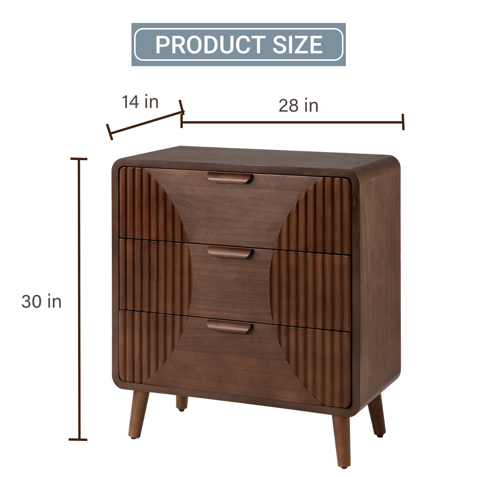 Mid-Century Nightstand, Modern MDF Bedside Table, Wood Accent End Table with One Storage Drawer for Bedroom Living Room, Brown