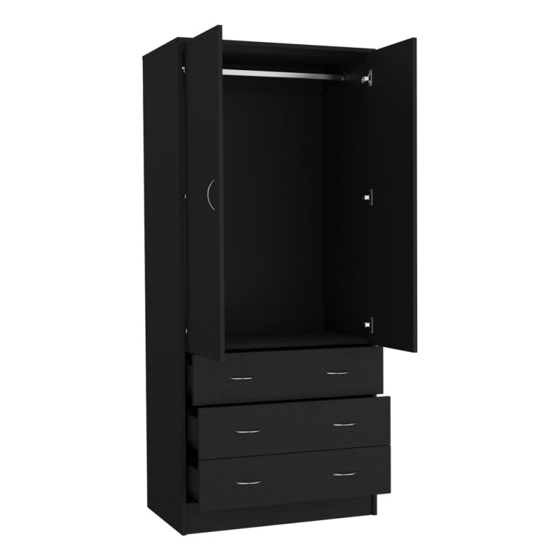 Bedroom Armoire Tall Wardrobe Closet Storage Black Metal Full Size Hanging Organizer for Home