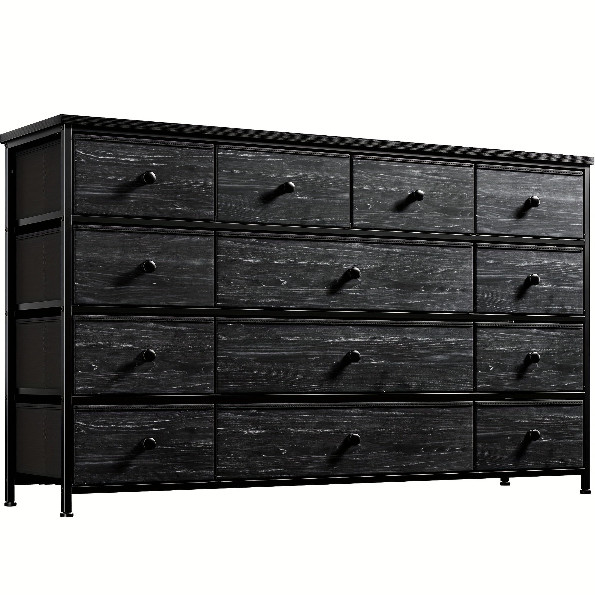 1pc Black Dresser Dresser For Bedroom Dresser With 13 Storage Drawer Dressers And Chests Of Drawers For 55’’ TV Black