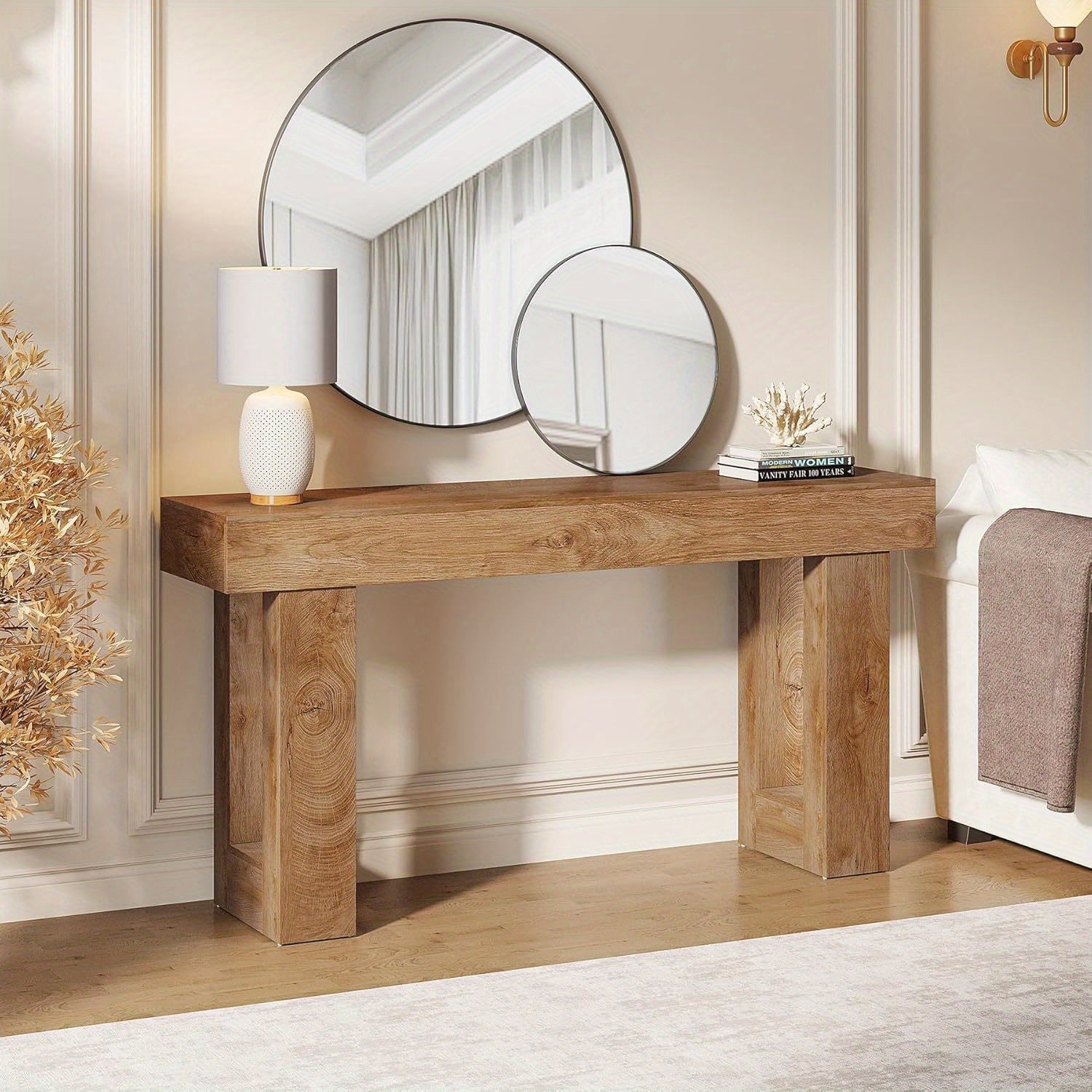 Chic 63-Inch Farmhouse Console Table - Spacious Wooden Entryway Sofa Table with Storage Perfect for Living Room &