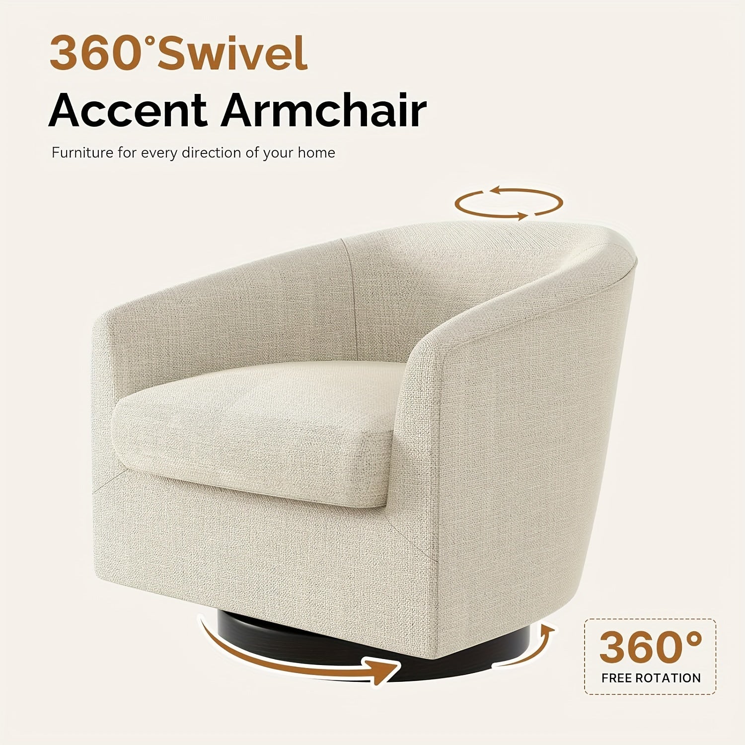 Swivel Accent Barrel Chair 360° Comfy Recliner Armchair Sofa For Living Room Bedroom