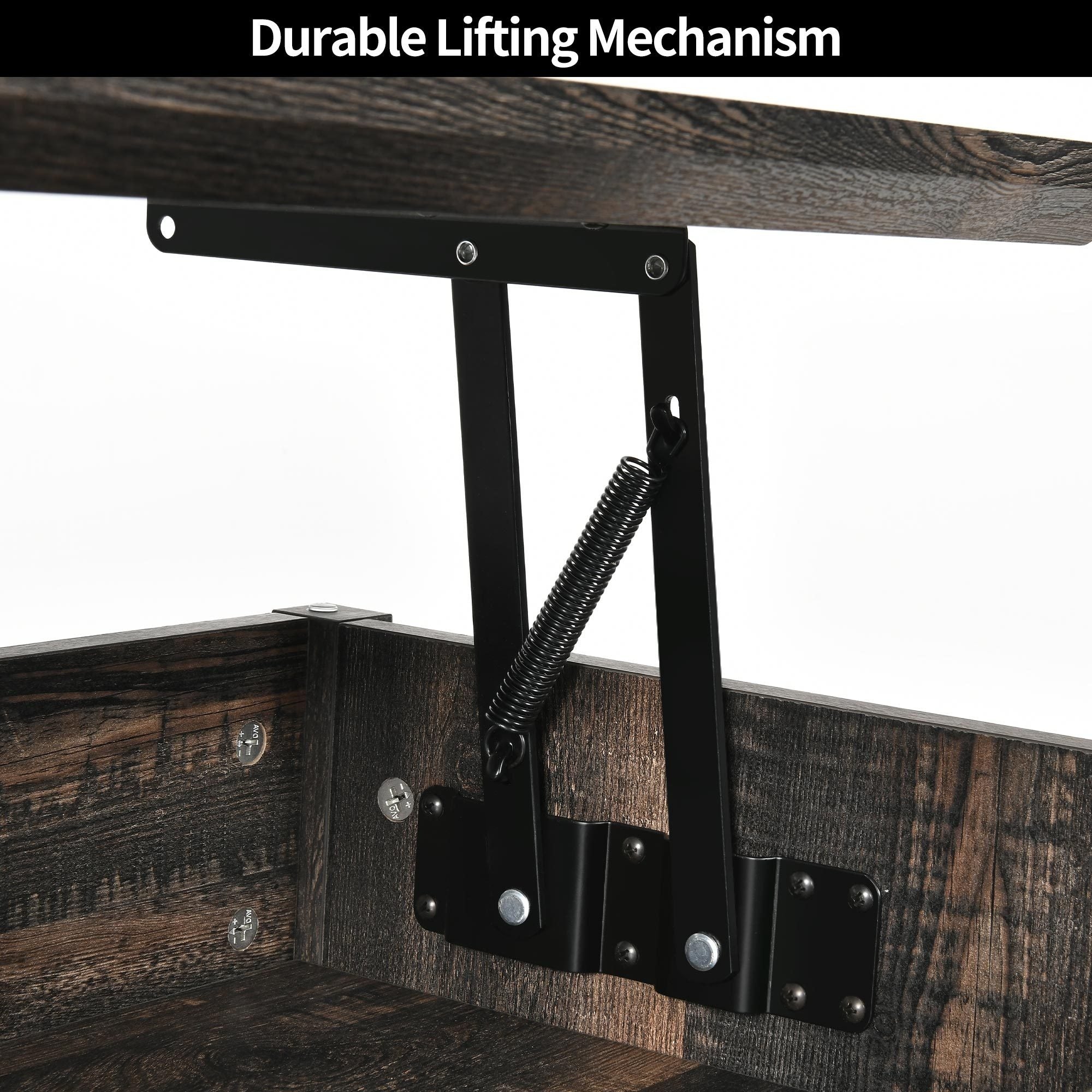 Rustic Oak Center Table with Lift- Top and Storage for Cozy Living Space Thanksgiving Christmas Day Gift - Black