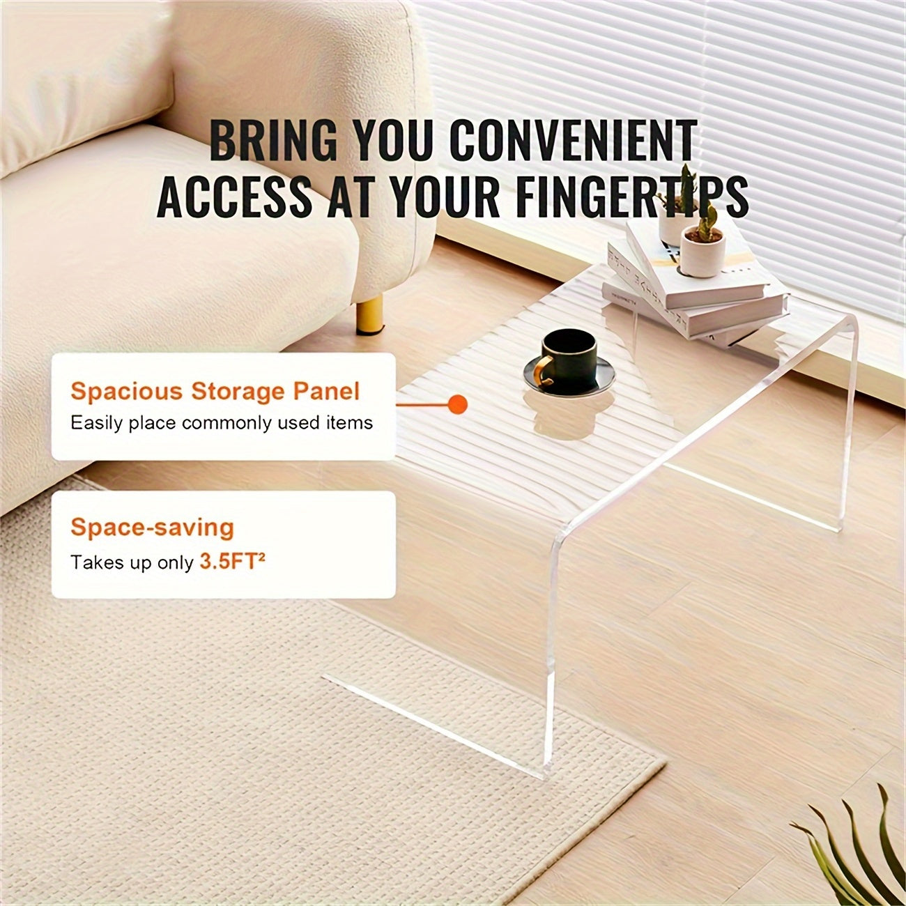 Modern simple acrylic C-shaped side table coffee table-transparent color