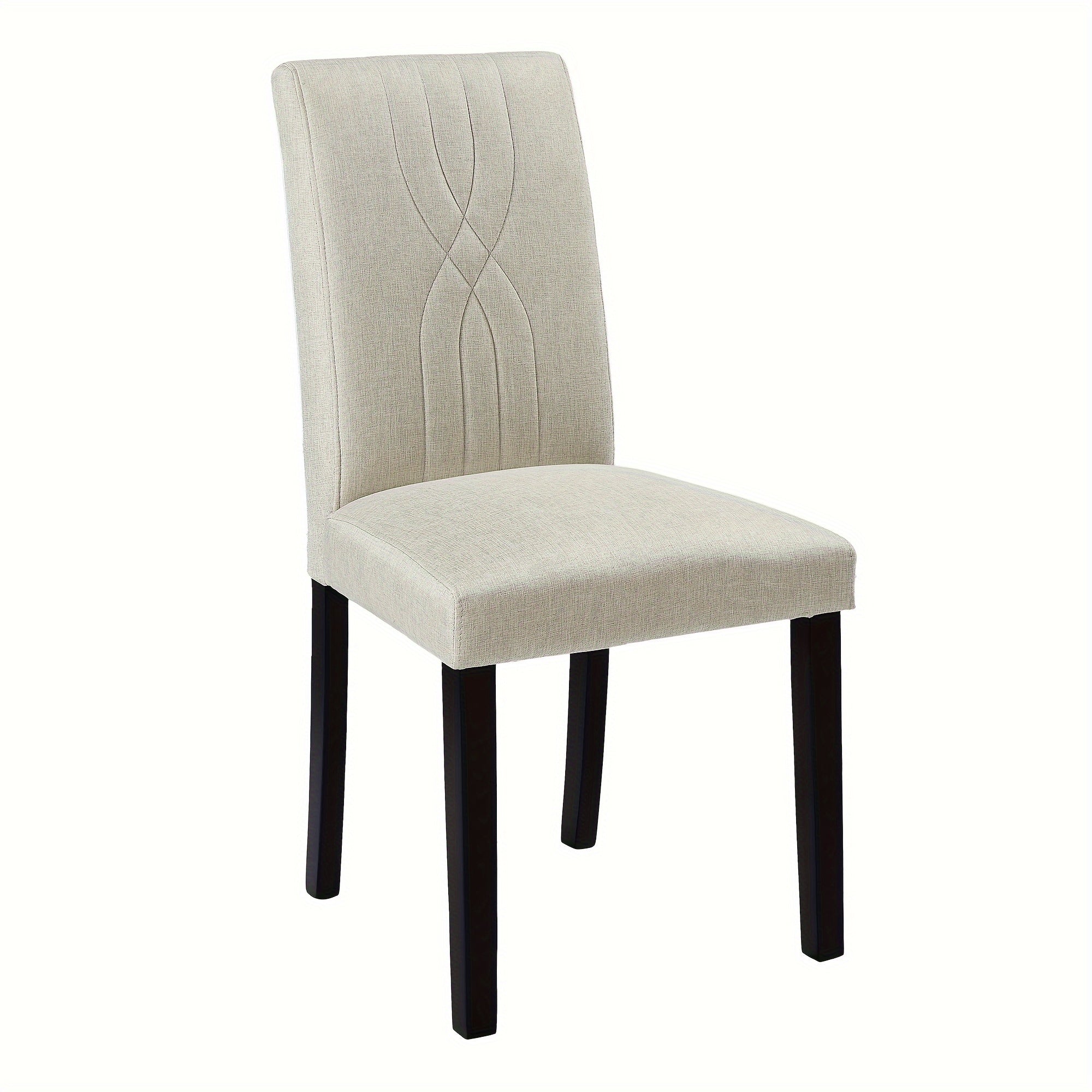 Set Of 2/4 Modern High Back Dining Chairs Fabric And Solid Wood Legs Chairs For Living Room, Dining Room, Beige