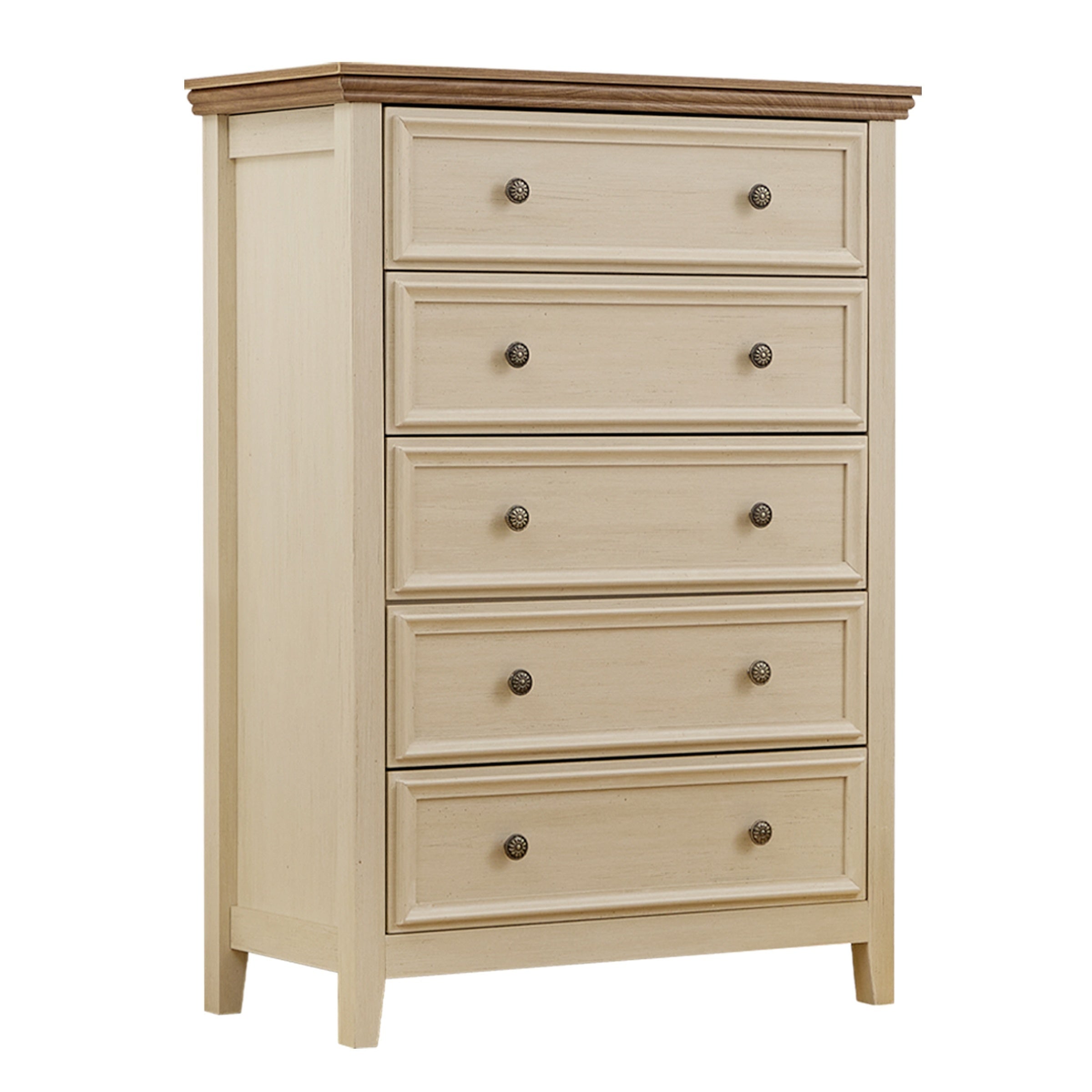 Dresser For Bedroom With 6 Drawers 5 Drawer Tall Chest Of Drawers For Bedroom Beige Wood Modern Storage Cabinet With 7