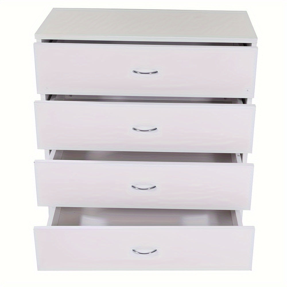 1pc MDF Wood Simple 4-Drawer Dresser White/Black