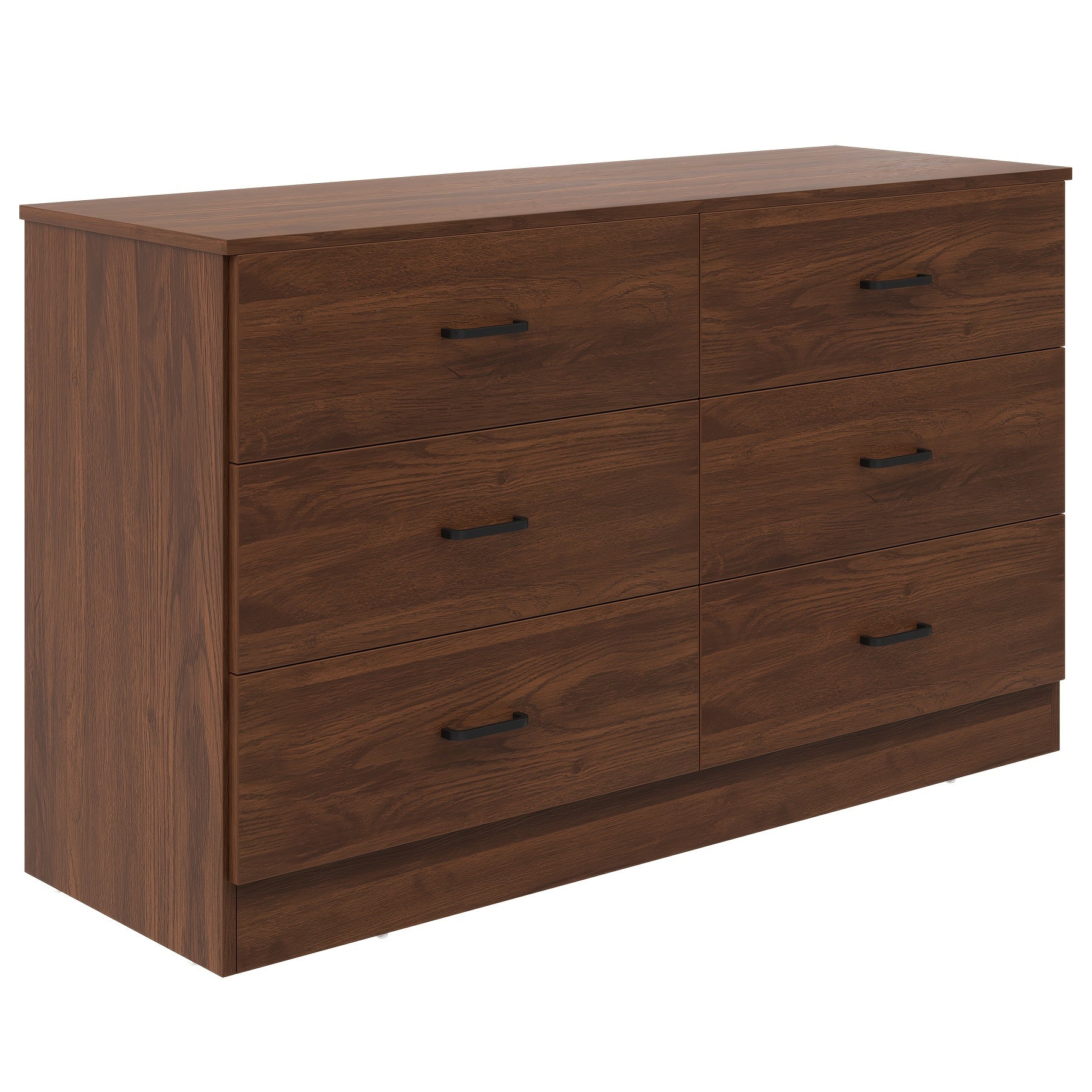 Wood Dresser For Bedroom 6 Drawer Dresser With Metal Handles Light Oak Dresser - Brown - Dresser Westberry Furniture