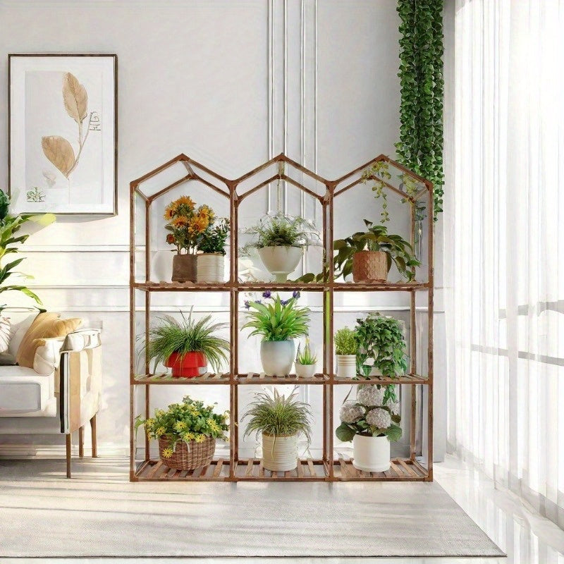 Vintage Castle-Inspired 9-Tier Plant Stand - Versatile Indoor/Outdoor Flower & Ivy Rack with Hammer and Gloves Included