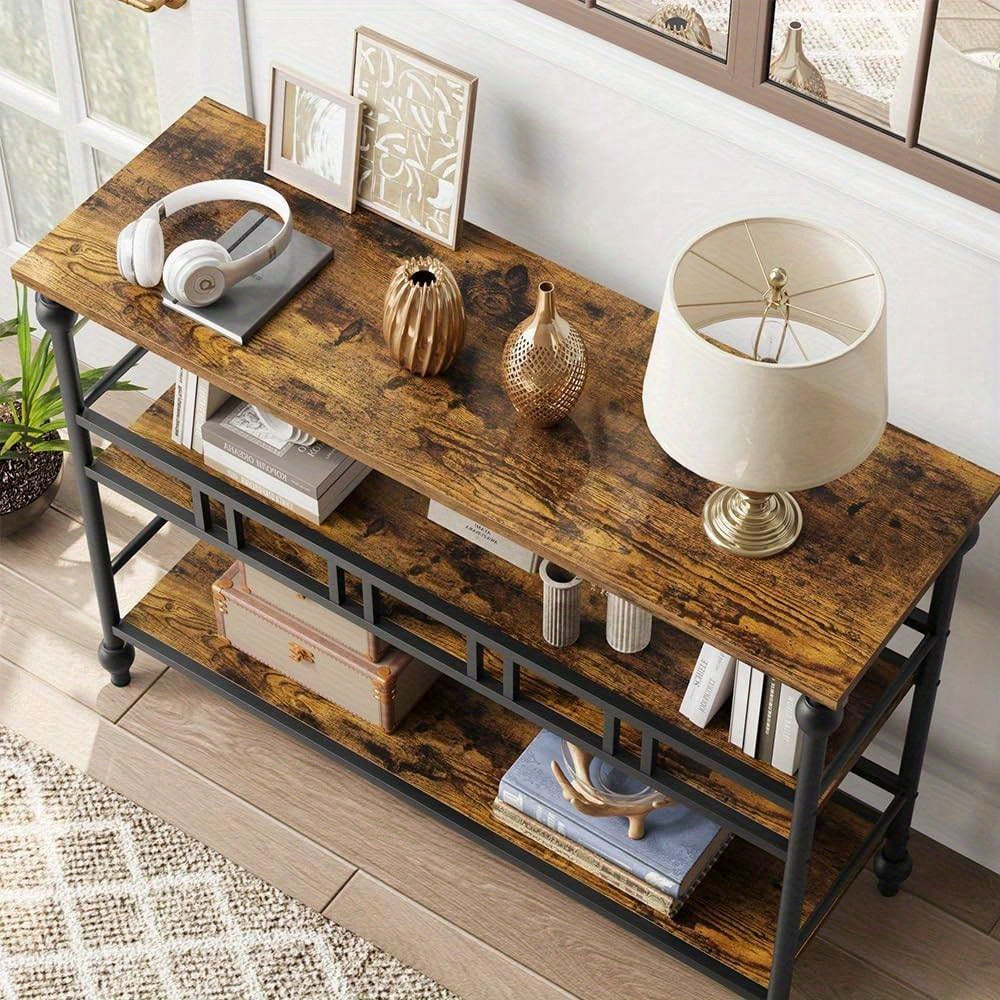 Console Table, 3-Tier Sofa Tables Narrow Entryway Table With Storage, 43" Behind Couch Table Industrial Hallway Table Home Furniture For Living Room, Foyer, Bedroom