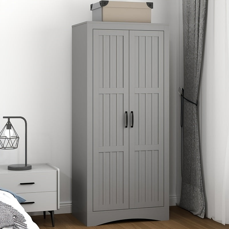 Wardrobe Armoire Closet, Bedroom Wardrobe Closet, 2 Door Gray Wardrobe Cabinet