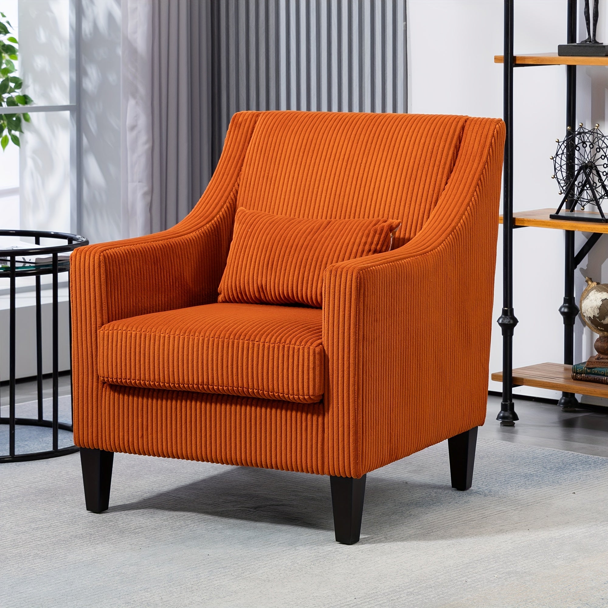 Modern Accent Chair, Upholstered Armchair with Scooped Arms for Bedroom, Apartment, Studio, Office, Waiting Room