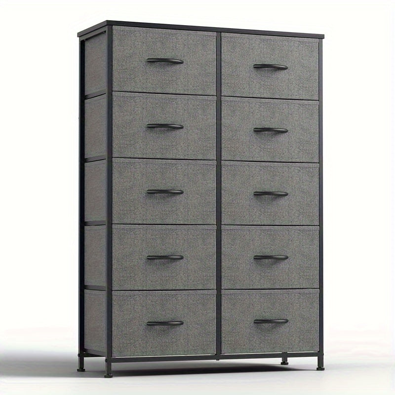 10 Drawer Storage Cabinet And 2-drawer Bedside Table, Single Item And Combination, Sturdy Wooden Top And Metal Frame, Sturdy And Durable, Suitable For Home Storage And Office Storage