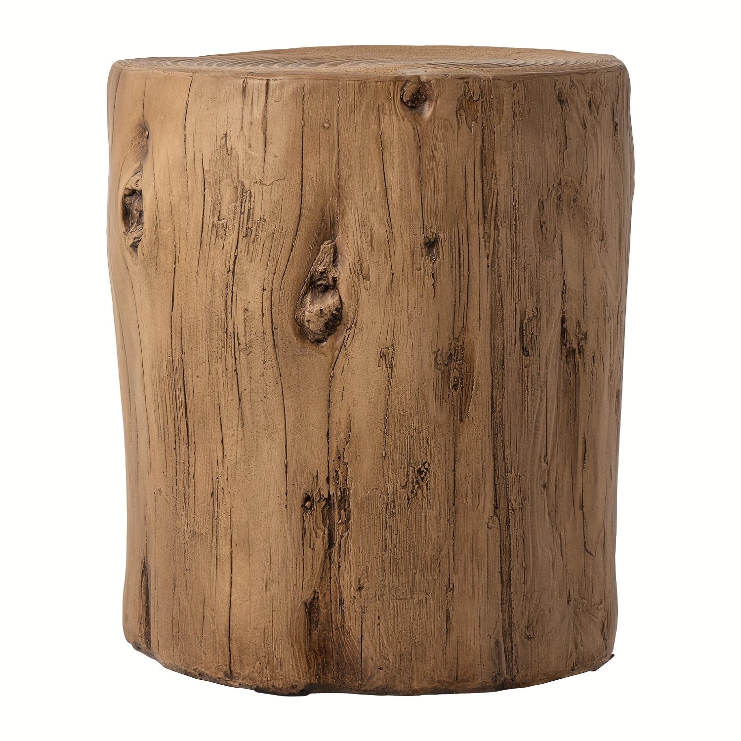 15" Outdoor Side Table For Patio, Concrete Side Table Tree Stump Side Table, Garden Stool Side Table, Patio Side Table, Outdoor Accent Table, Light Brown Outdoor End Table Stump Coffee Table, Christmas Holiday Decorations Sid