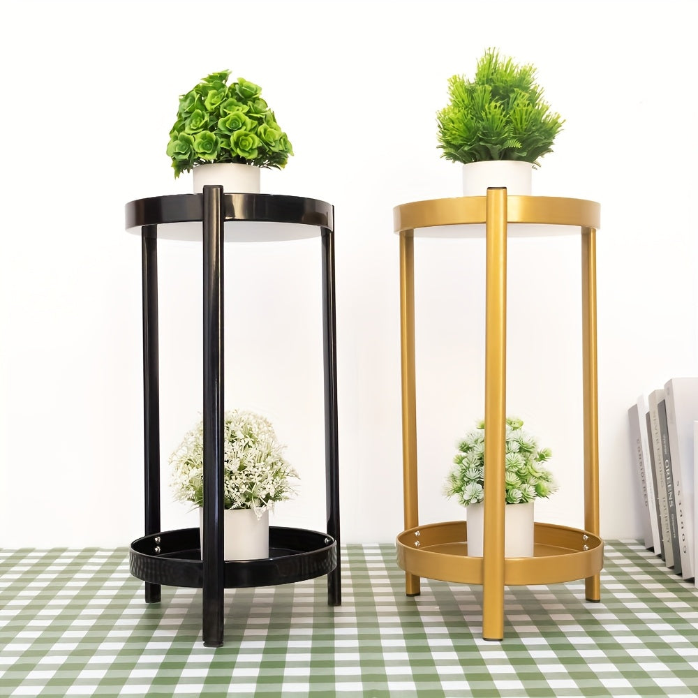 1pc Plant Stand Indoor Outdoor - Flower Pot Holder Metal Plant Rack Organizer, 2 Tiers Tall Plant Display Storage Shelf Table For Home Garden Patio Bathroom Office Living Room Balcony Corner