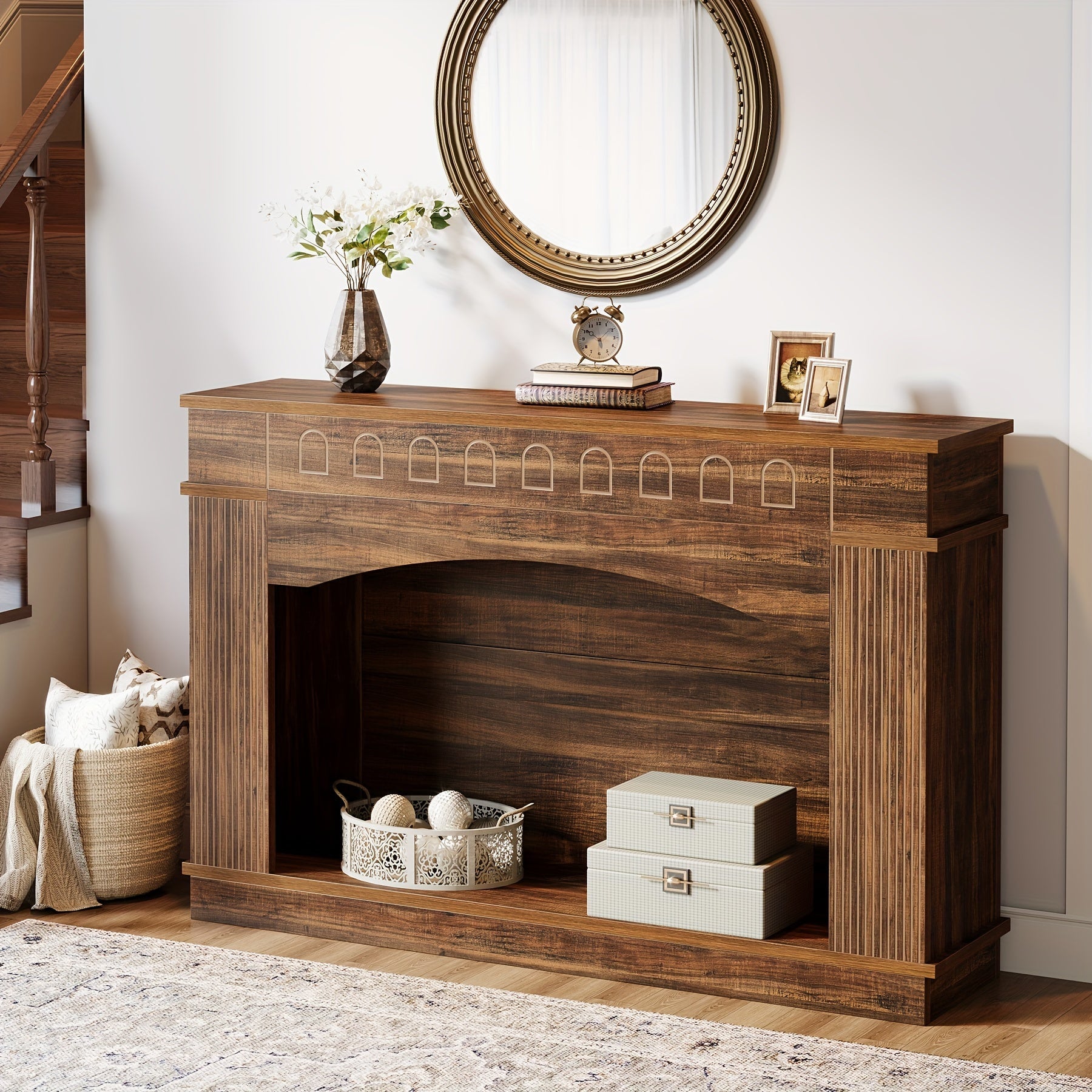 Elegant 2-Tier 47.24-Inch Console Table For Entryway & Living Room Decor: Farmhouse-Style Sofa Table Behind Couch, Perfect Hallway Or Foyer Accent Piece