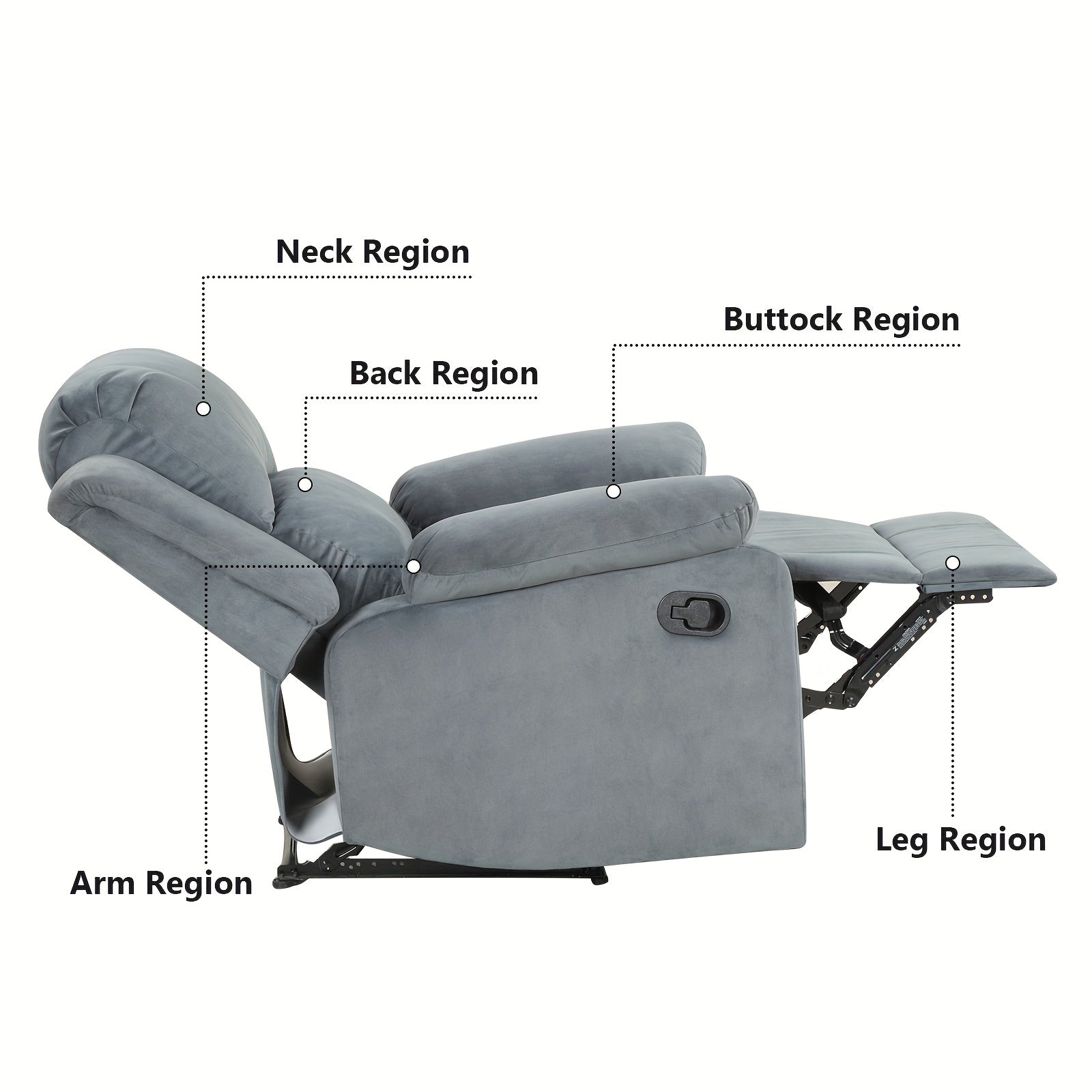 1pc Modern Large Size Manual Single Recliner, Soft Fabric, Suitable For Living Room And Bedroom, Strong And Safe Lounge Recliner