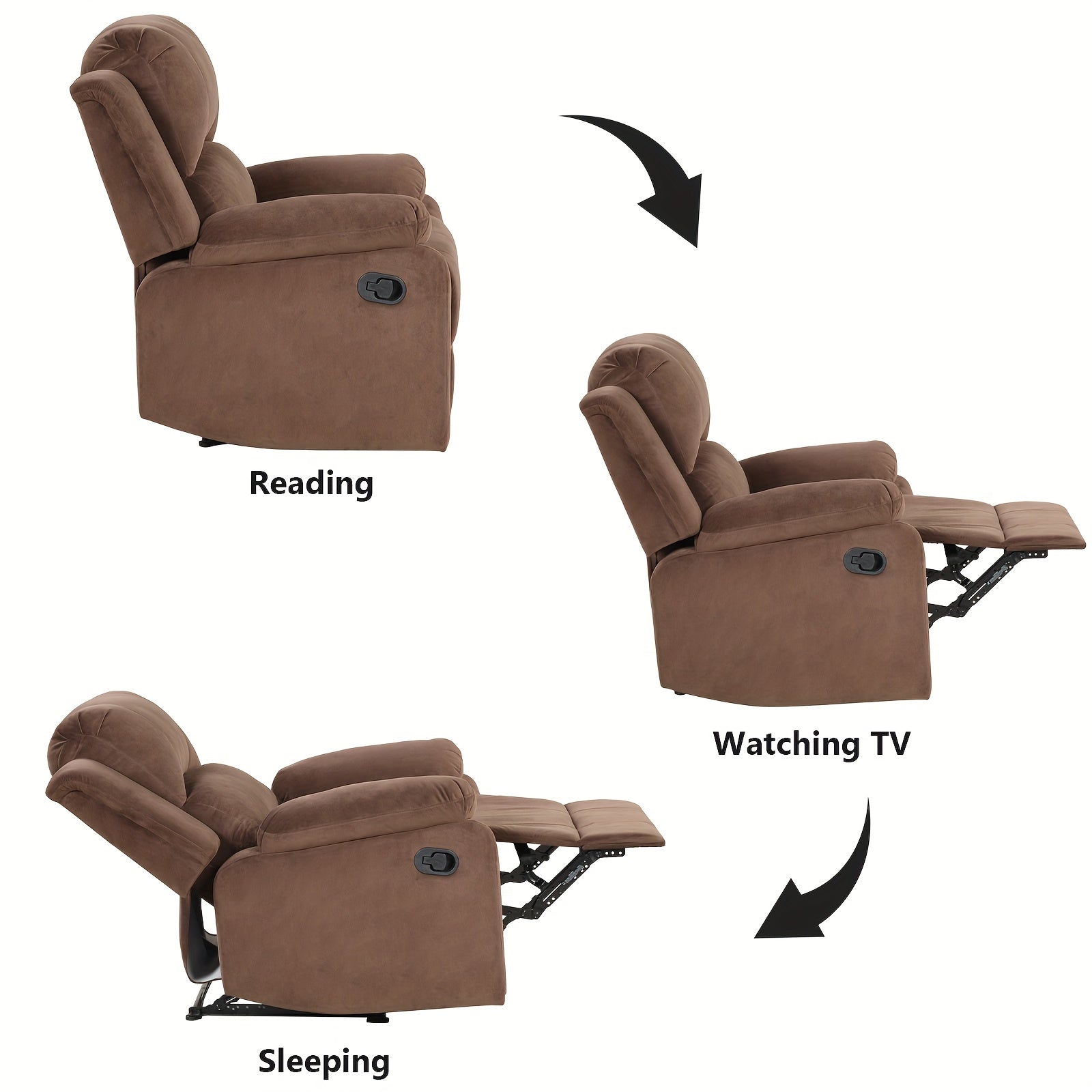 1pc Modern Large Size Manual Single Recliner, Soft Fabric, Suitable For Living Room And Bedroom, Strong And Safe Lounge Recliner