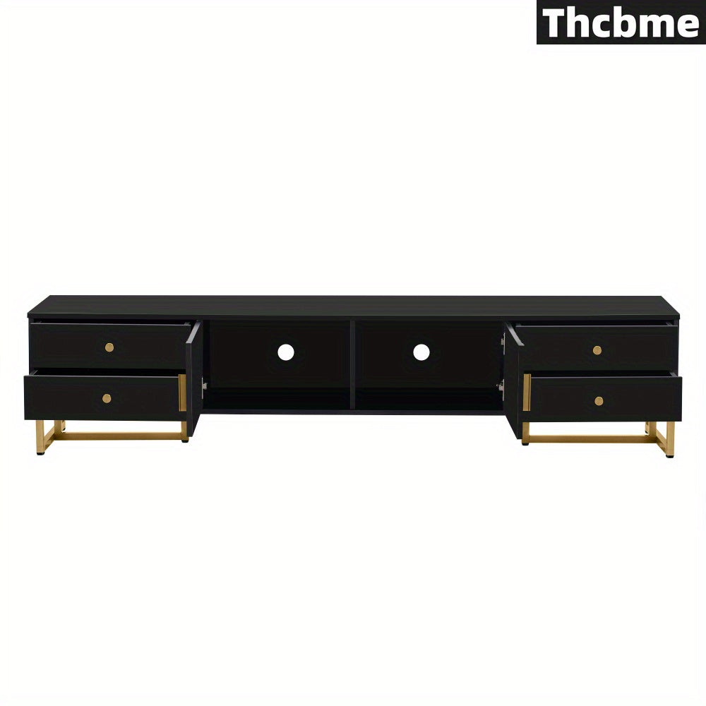 TV Stand for 65+ Inch TV, Entertainment Center TV Media Console Table, Modern TV Stand with Storage, TV Console Cabinet Furniture for Living Room, Office, Lab, Black.