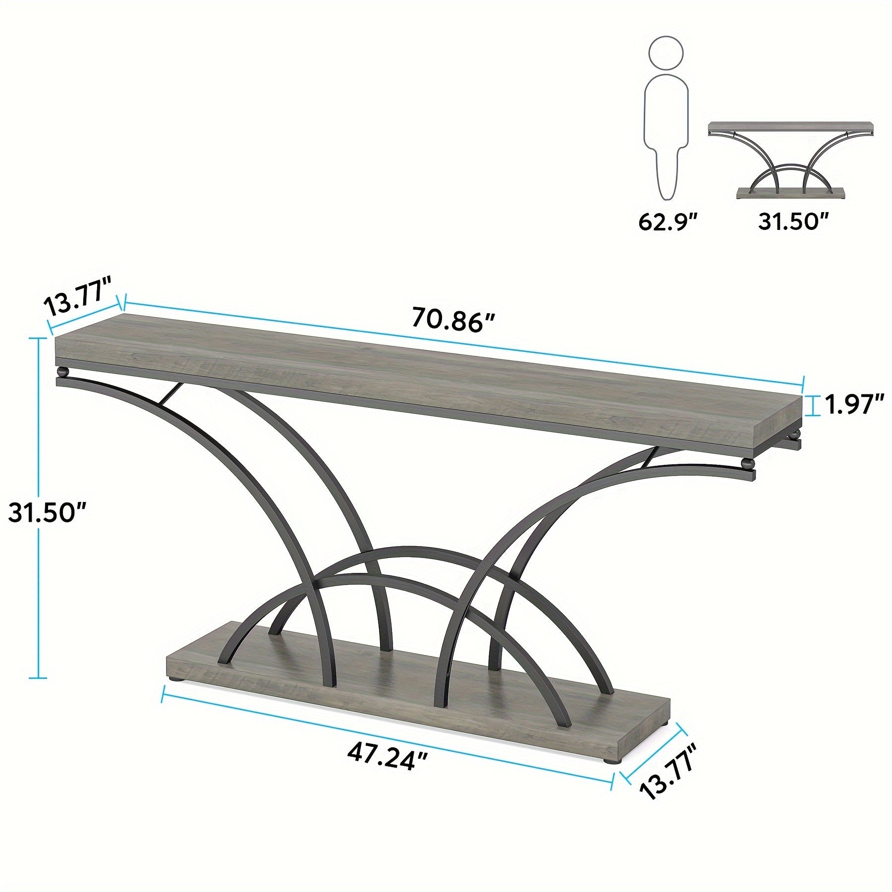 Console Sofa Table with Half-Moon Legs, Modern Accent Tables for Entryway, Living Room